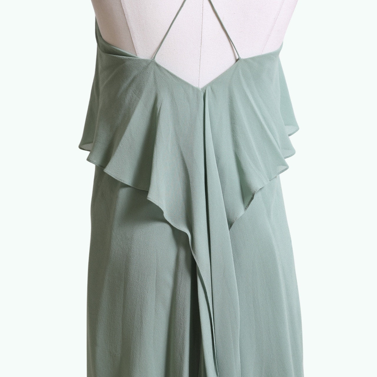 JOSEPH Vintage Mint Green Silk Ruffled Sleeveless Mini Dress