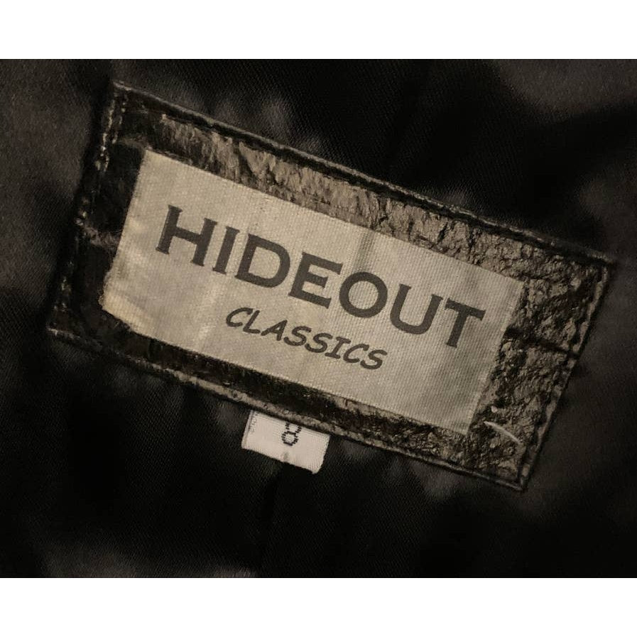 HIDEOUT Black Real Leather Long Vintage Trench Coat