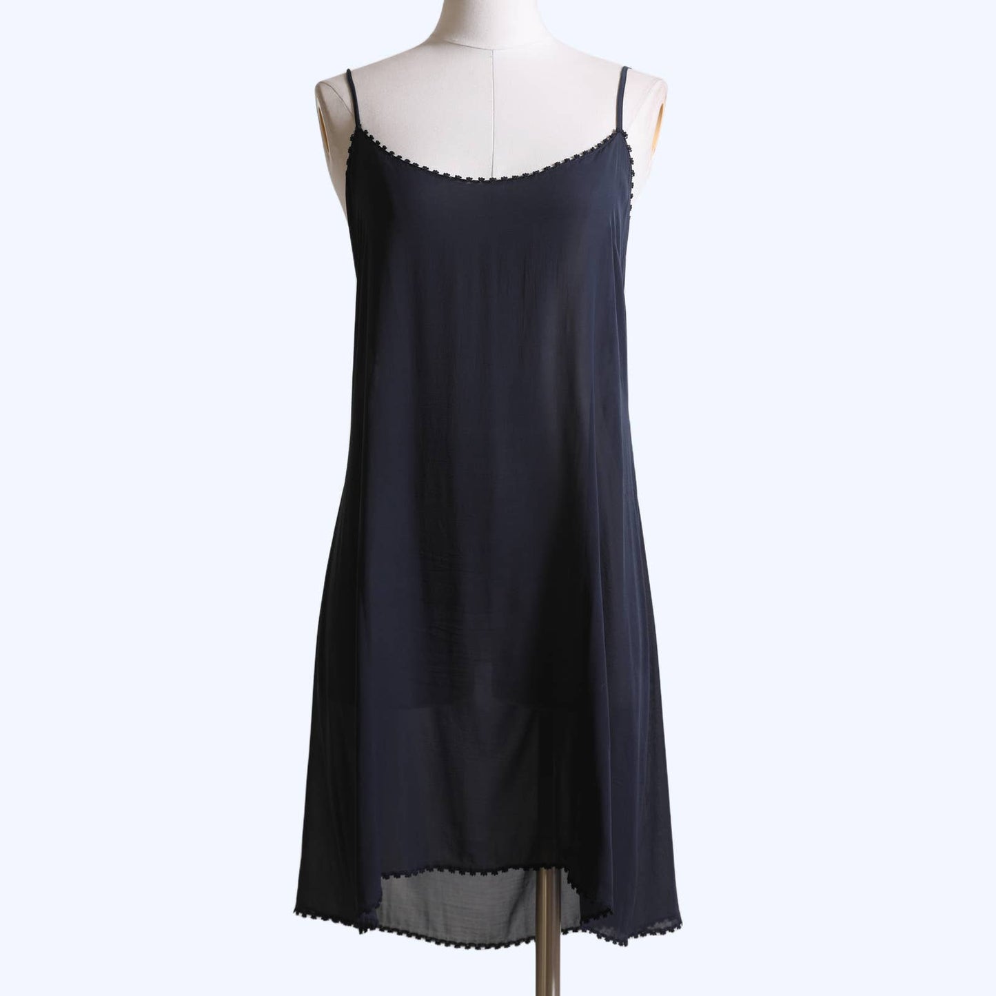 CHANEL Navy Silk Chiffon Slip Dress