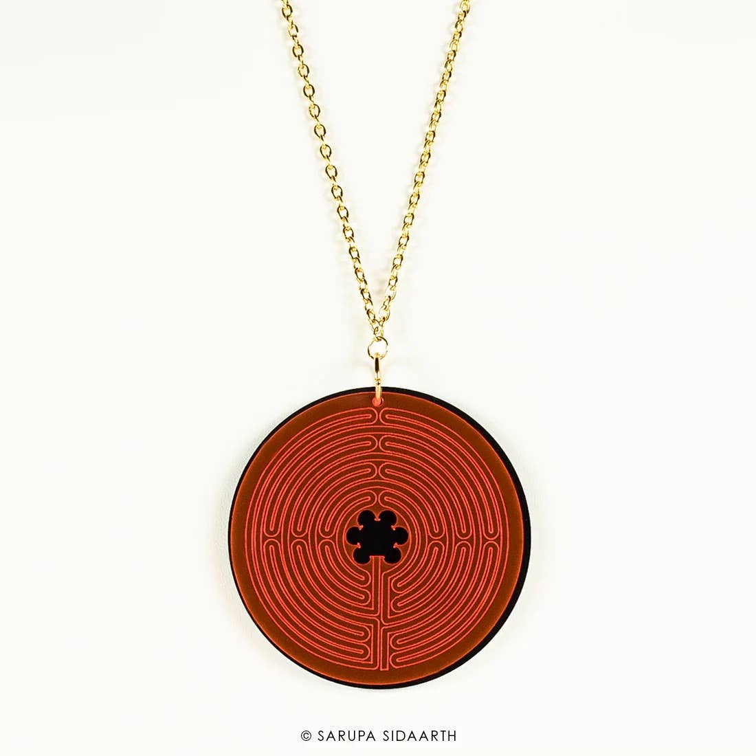 SARUPA SIDAARTH Pink Fluorescent and Black Acrylic Labyrinth Necklace