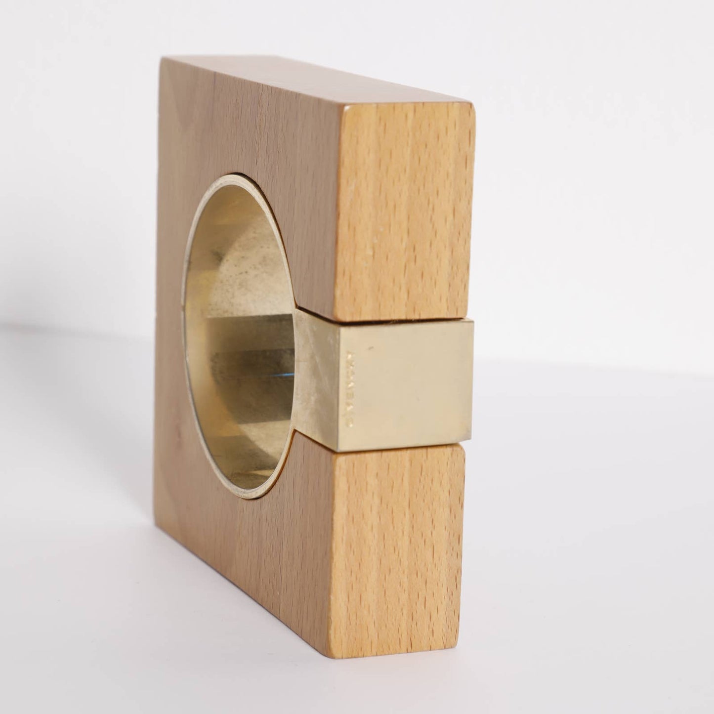 GIVENCHY Vintage Wood with Gold Accents Square Bangle Bracelet