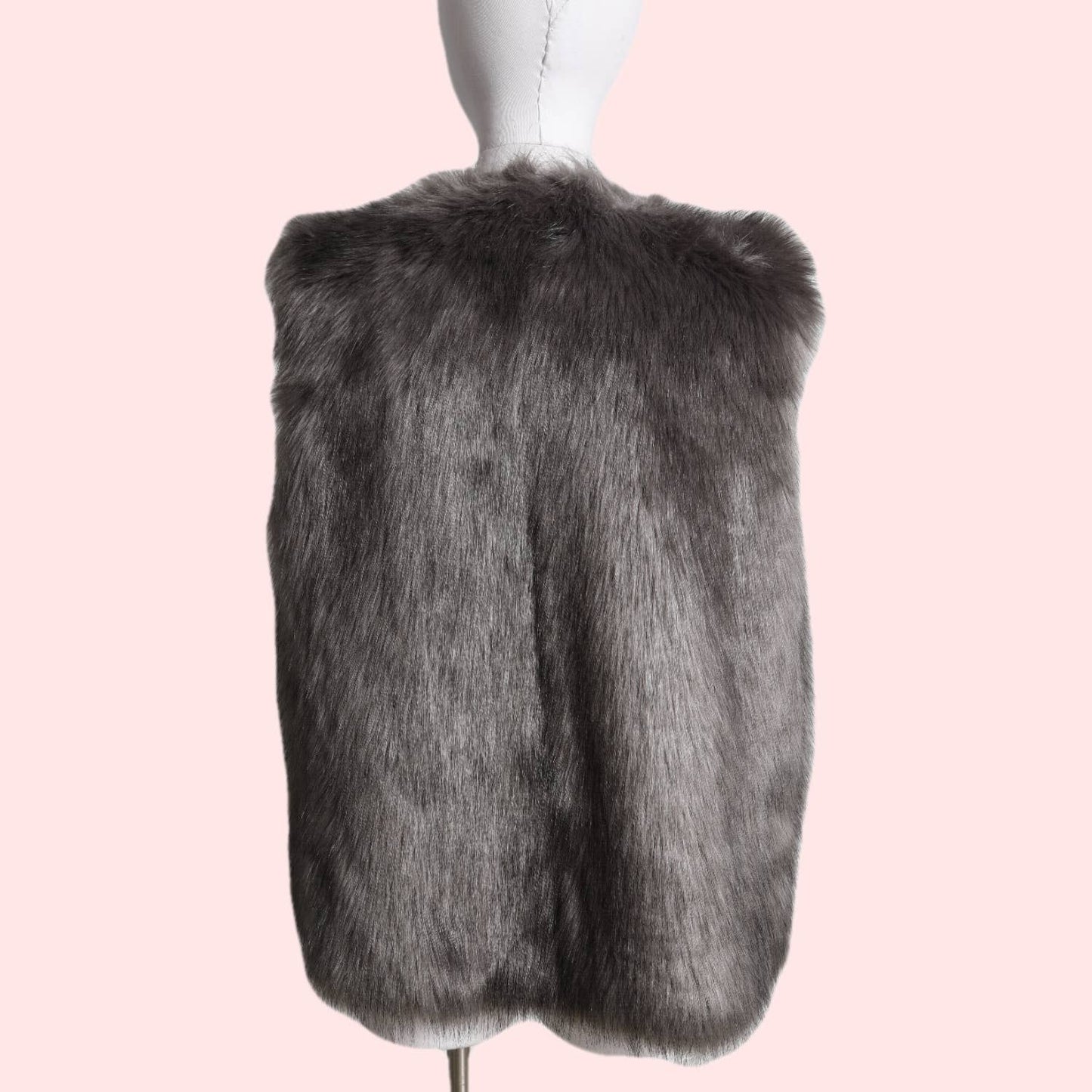 2 CHIC Gray Faux Fur Vest