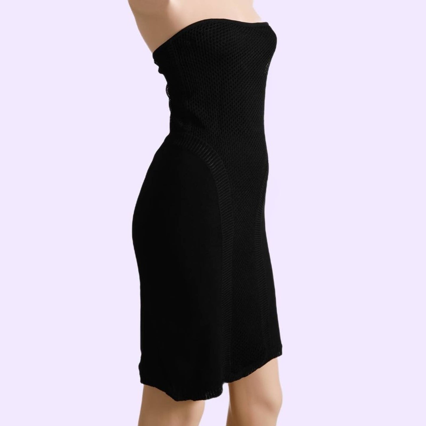 GIVENCHY COUTURE BY ALEXANDER MCQUEEN Vintage 90s Black Knit Strapless Dress