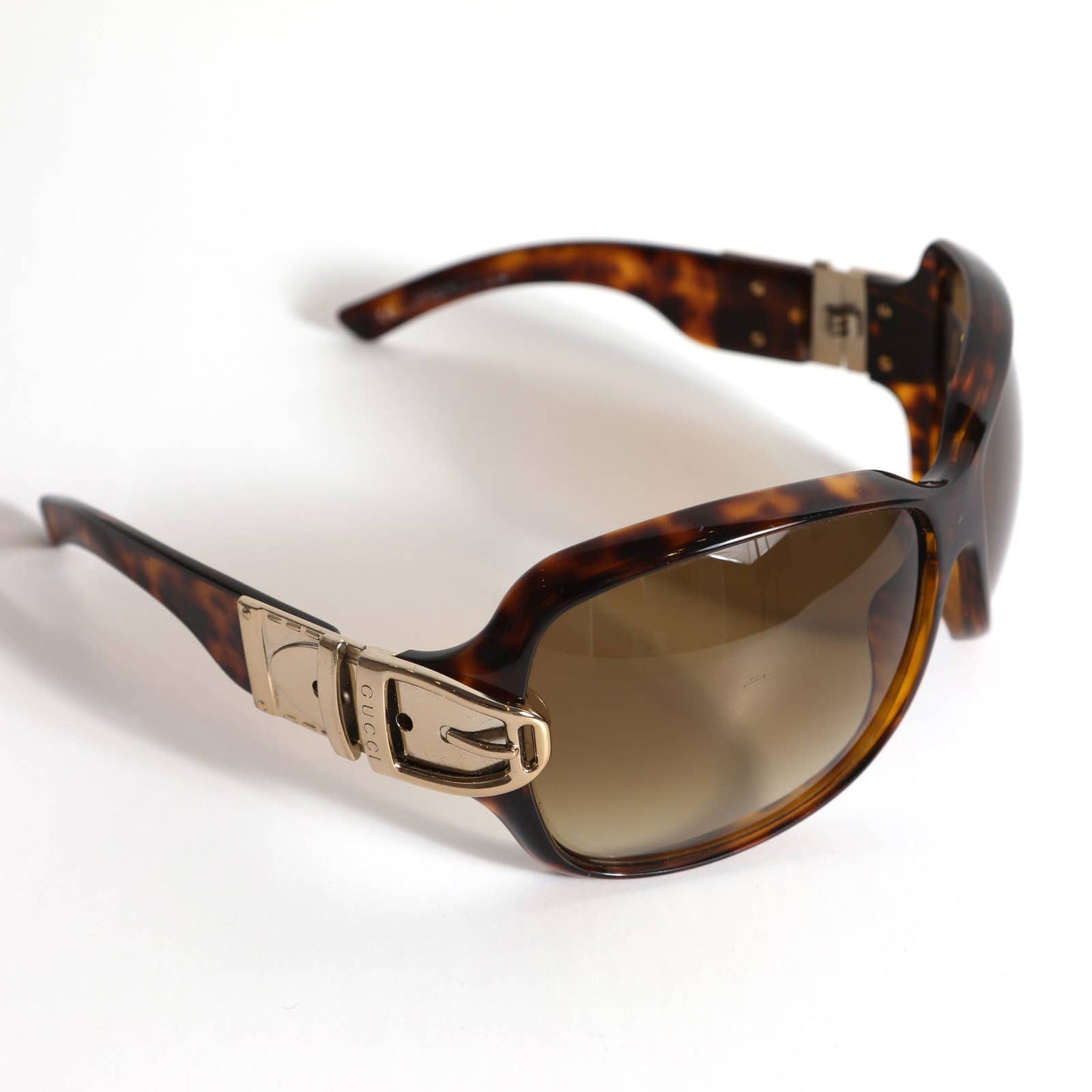 GUCCI Vintage Sunglasses Brown Tortoise with Gold Buckle
