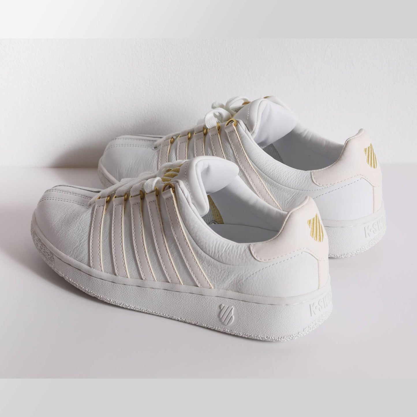 K-SWISS White Leather Sneakers 50th Anniversary Collection