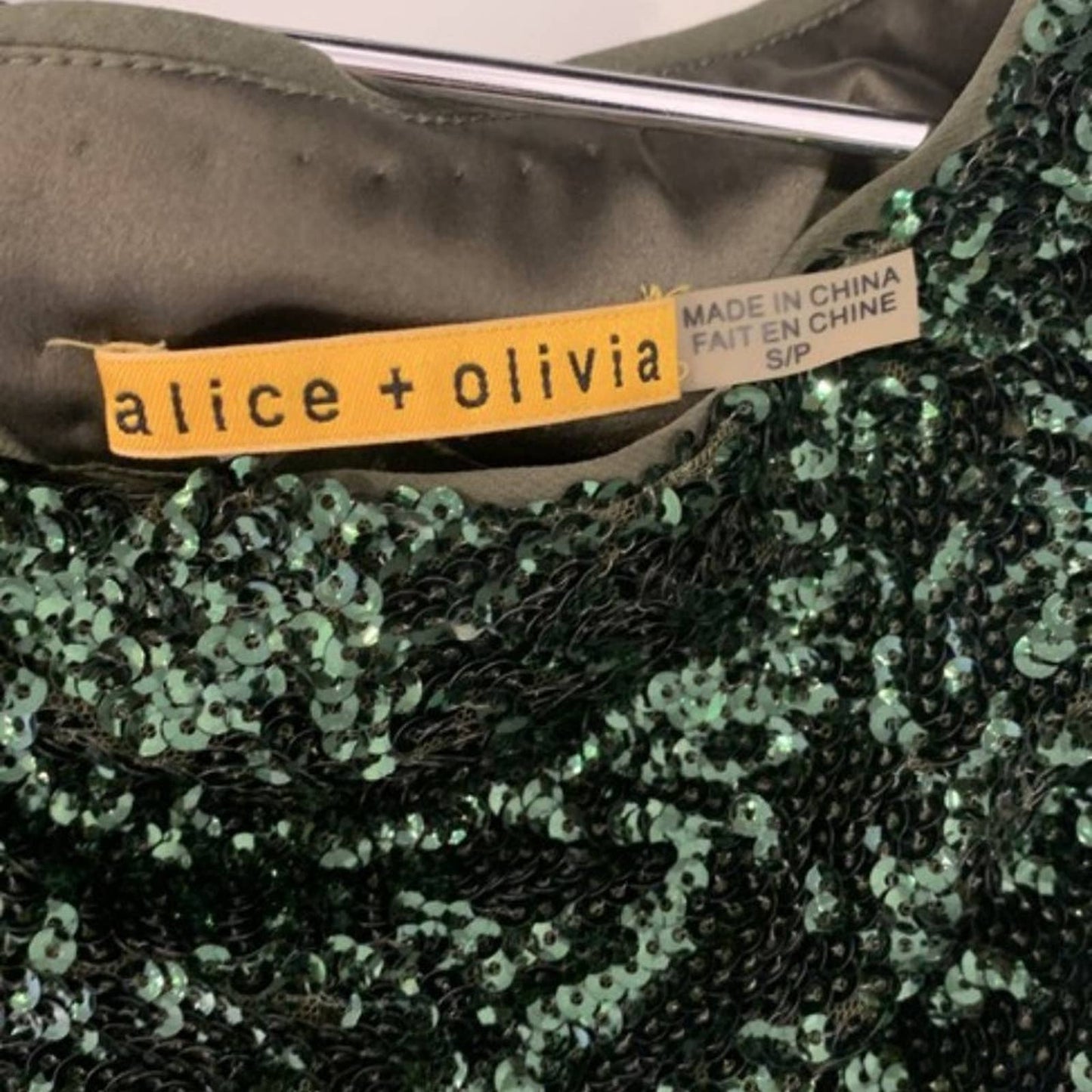 ALICE + OLIVIA Mini Green Sequin Dress