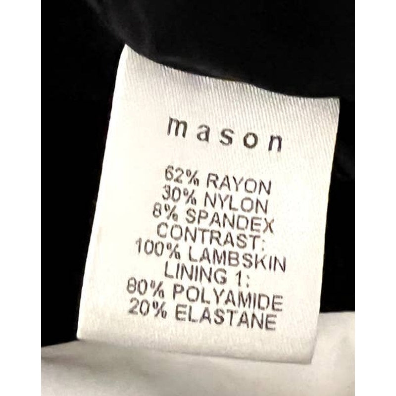 MASON Black Leather Contrast Panel Sleeveless Mini Dress