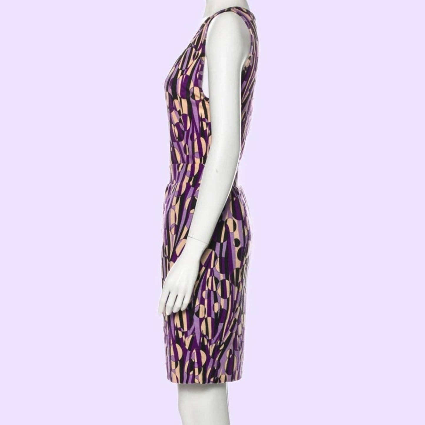 M MISSONI Multicolor Lavender Printed Knee Length Sleeveless Dress