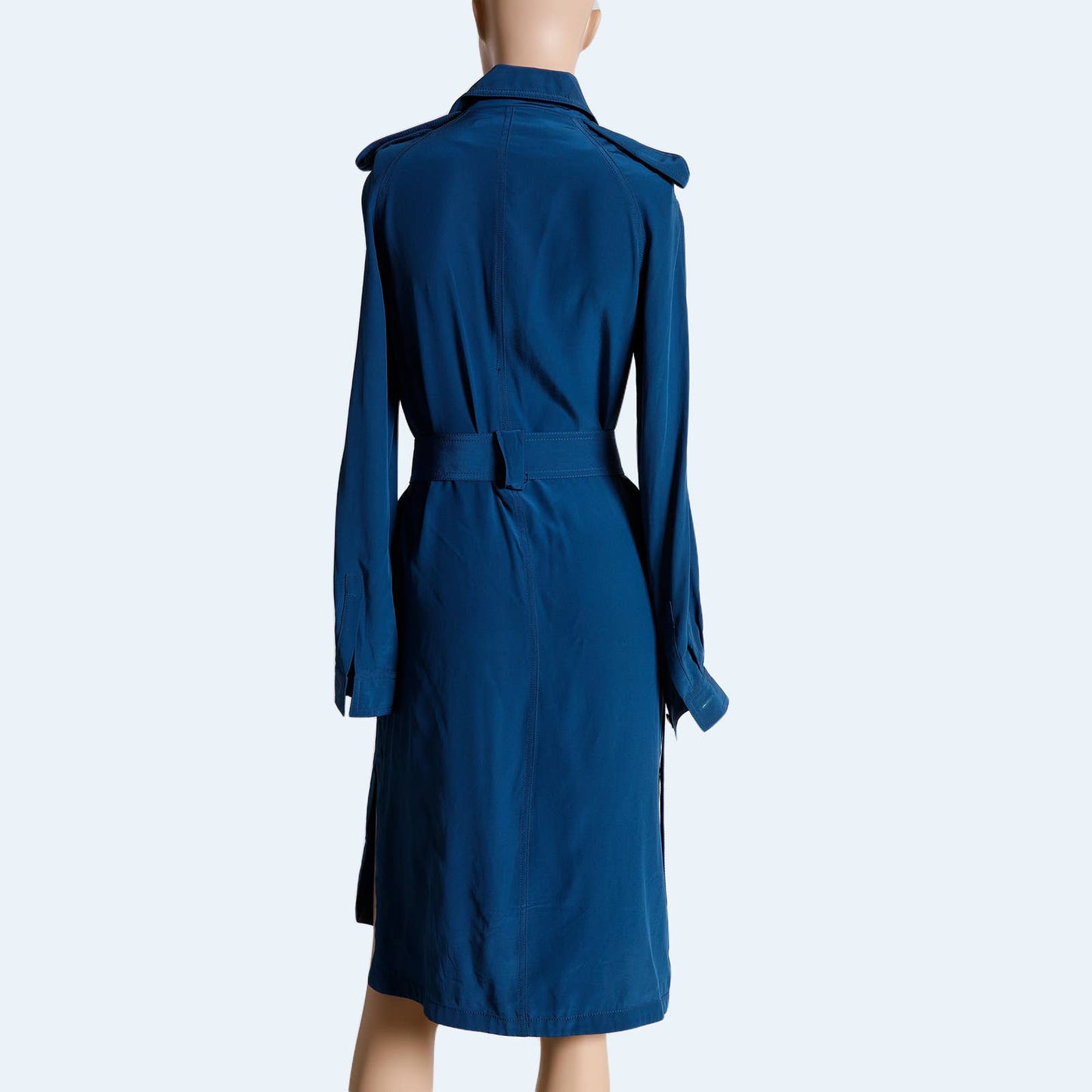 DIANE VON FURSTENBERG Blue Long Sleeved Silk Shirt Dress