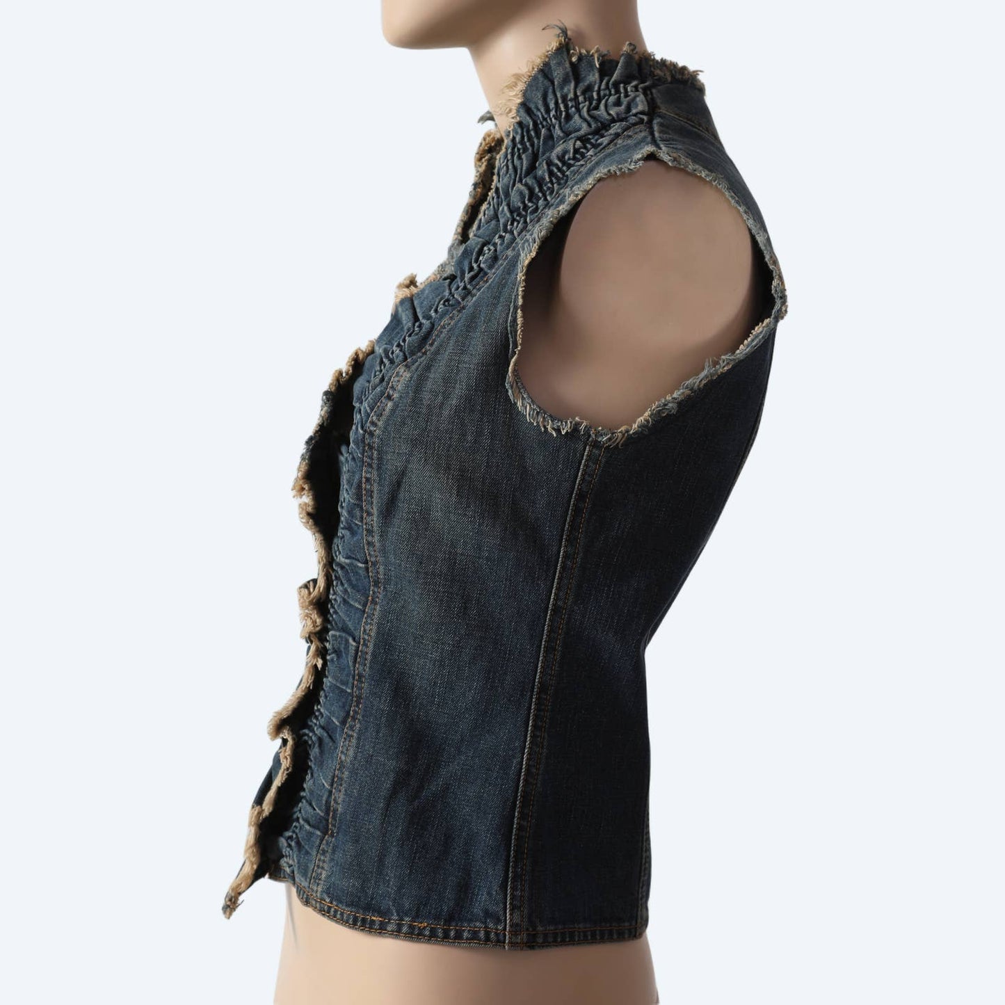 PLEIN SUD JEANS Vintage Denim Pleated Vest