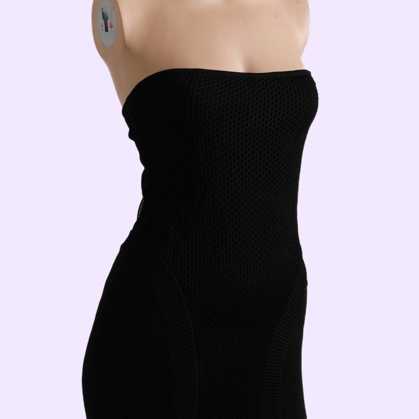 GIVENCHY COUTURE BY ALEXANDER MCQUEEN Vintage 90s Black Knit Strapless Dress