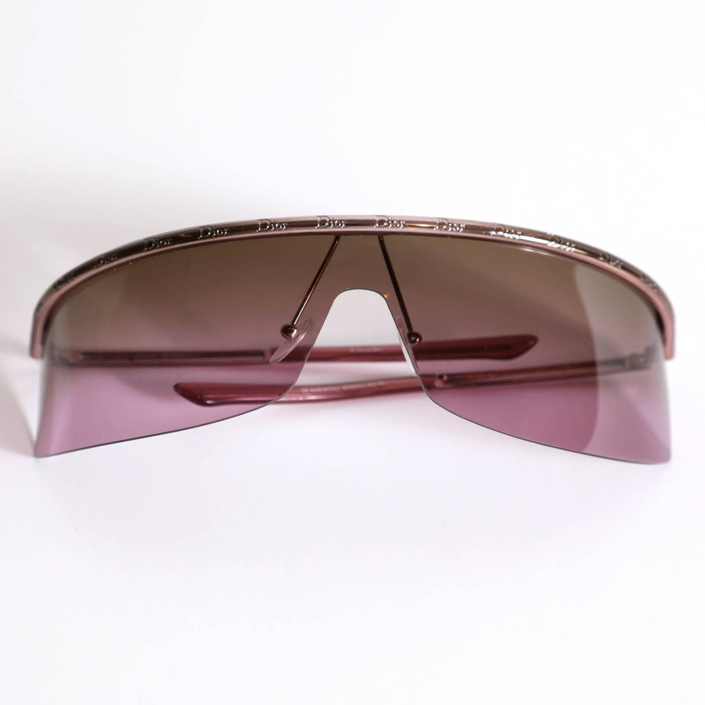 DIOR Purple Tinted Shield Sunglasses with Rose Gold Frame Vintage Y2K