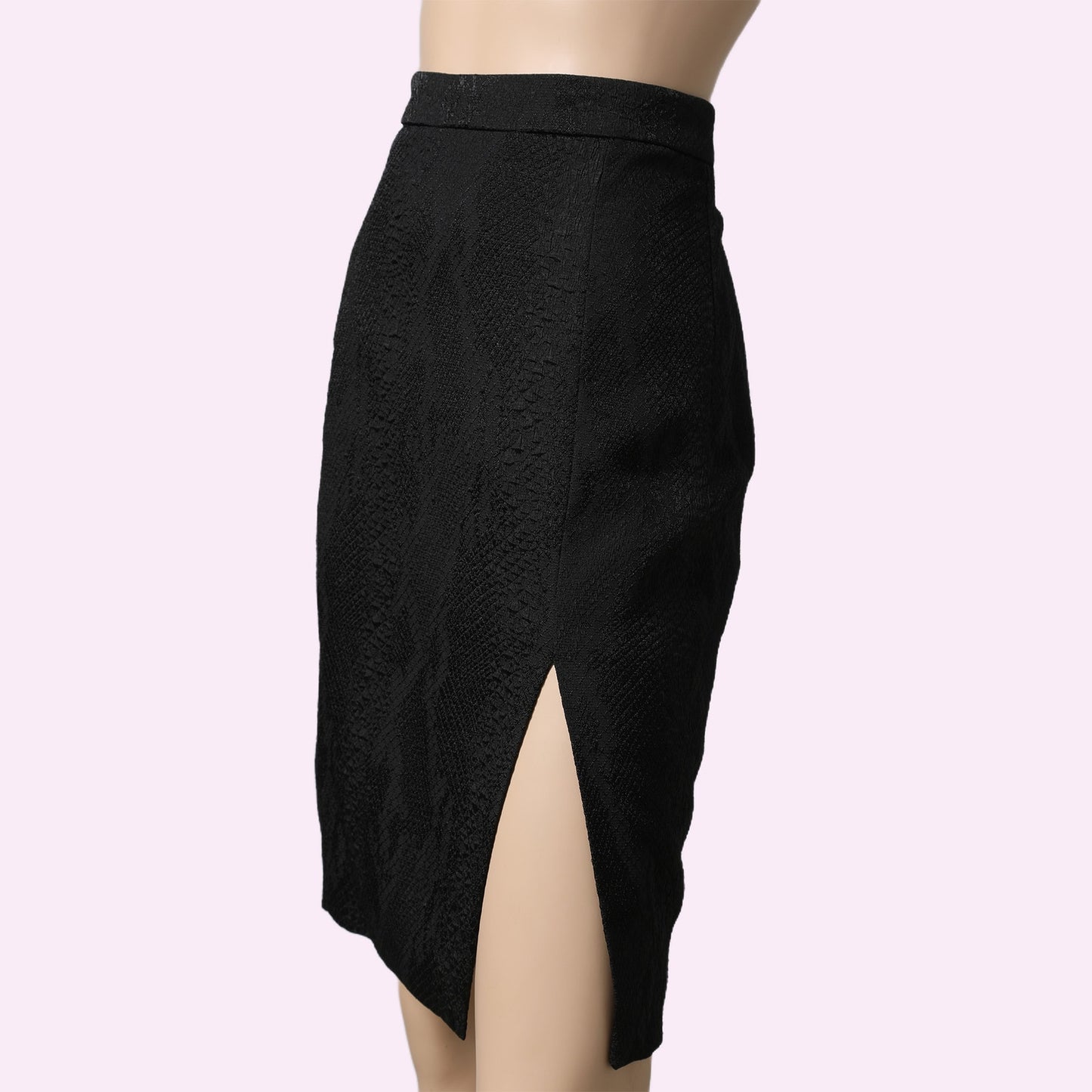 ALTUZARRA Black Crocodile Textured Midi Skirt w/ Tags