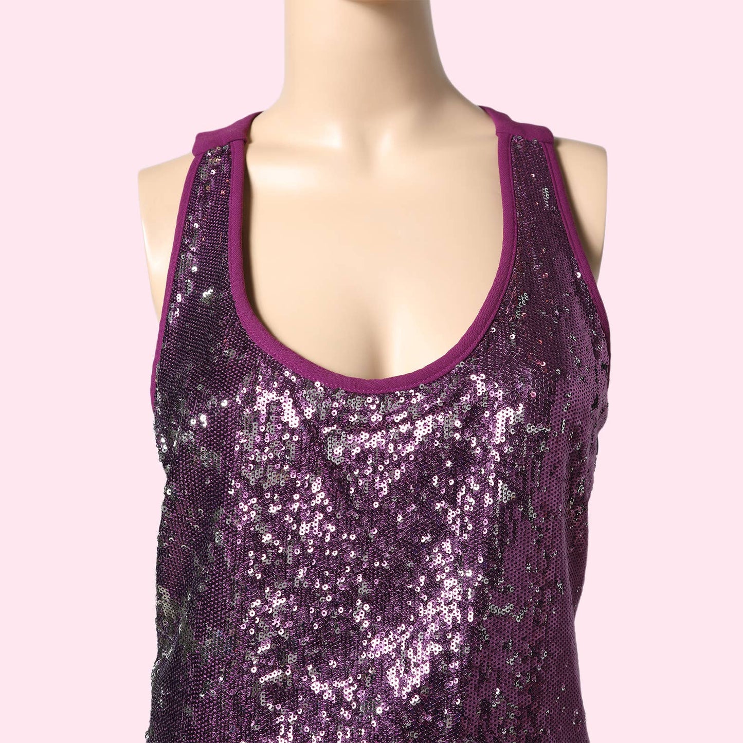BADGLEY MISCHKA Violet Sequin Scoop Neck Tank Dress