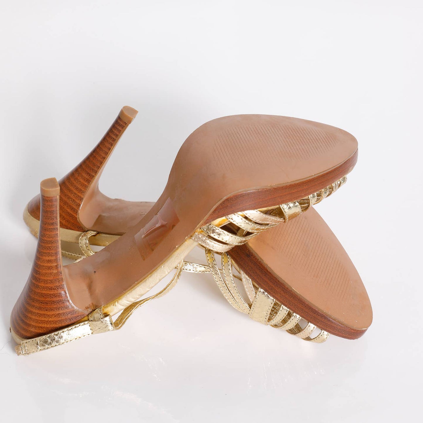 CHELSEA CREW Gold Heeled Leather Platform Sandals