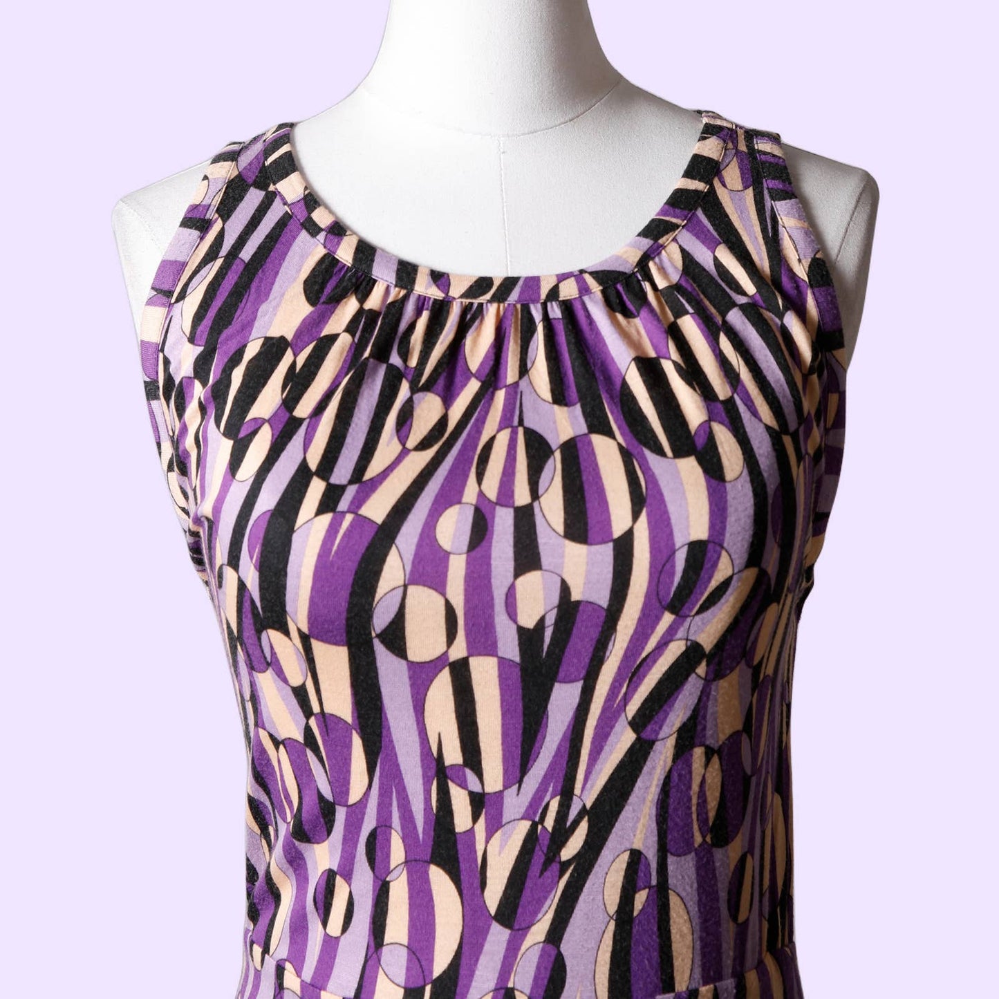 M MISSONI Multicolor Lavender Printed Knee Length Sleeveless Dress