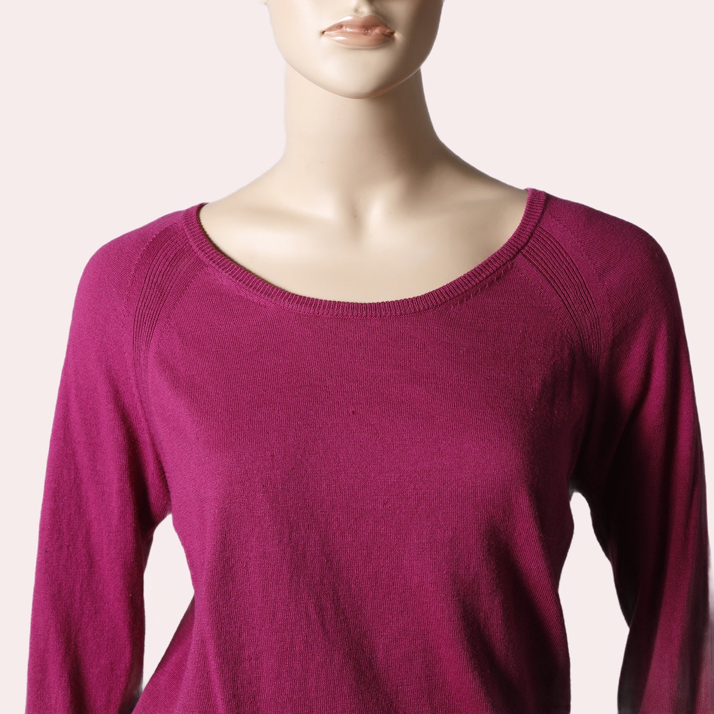 SANDRO Magenta Pink Braided Open Back Long Sleeve Silk Sweater