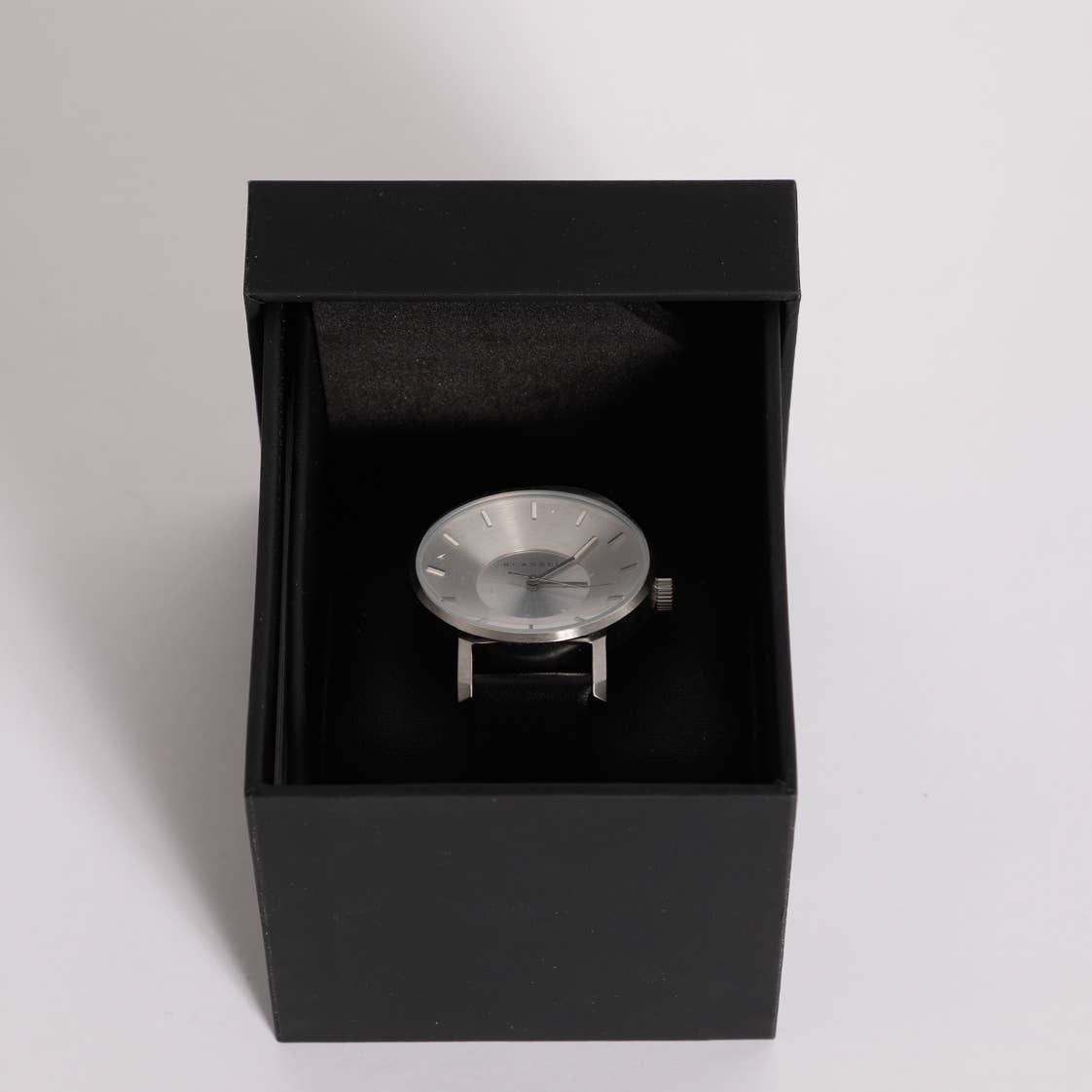 KLASSE 14 Stainless Steel Face with Black Leather Band Watch