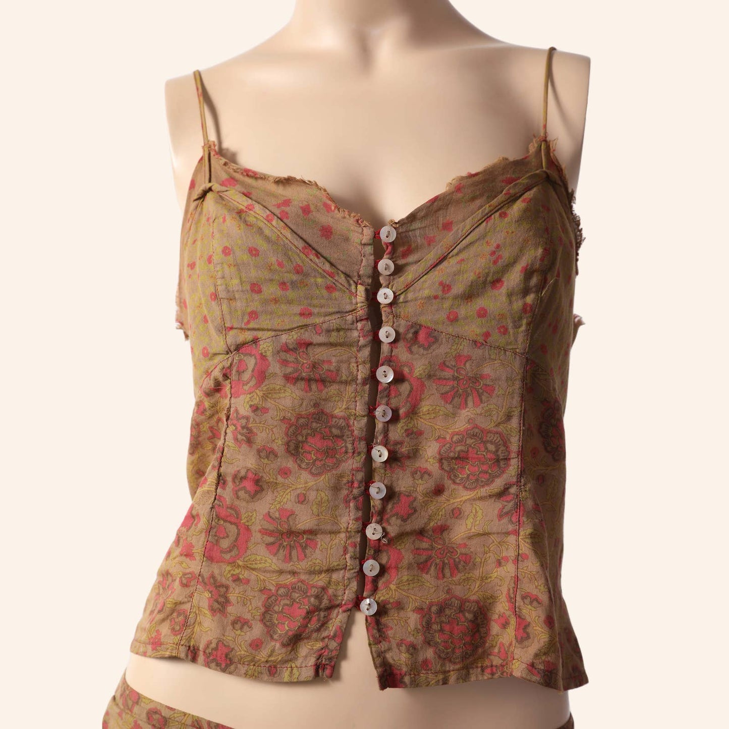 PLEIN SUD JEANS Vintage Brown and Red Floral Print Mini Skirt Set