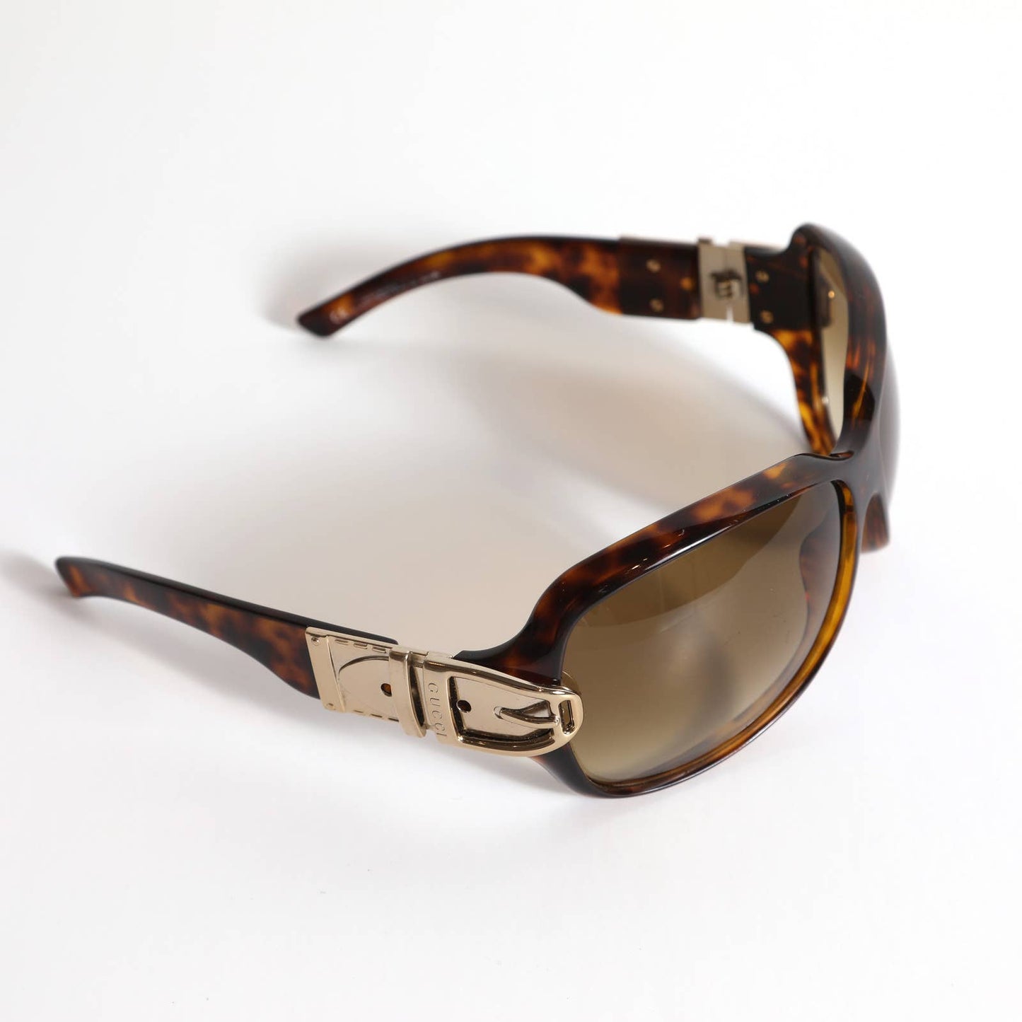 GUCCI Vintage Sunglasses Brown Tortoise with Gold Buckle