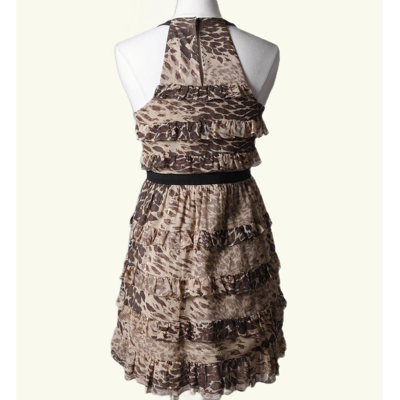 TIBI Animal Printed Ruffled Sleeveless Dress