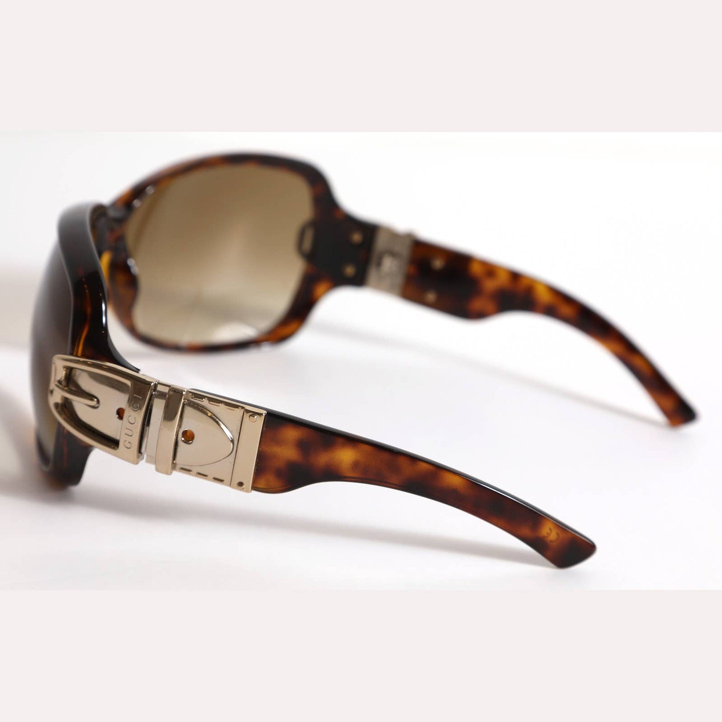 GUCCI Vintage Sunglasses Brown Tortoise with Gold Buckle
