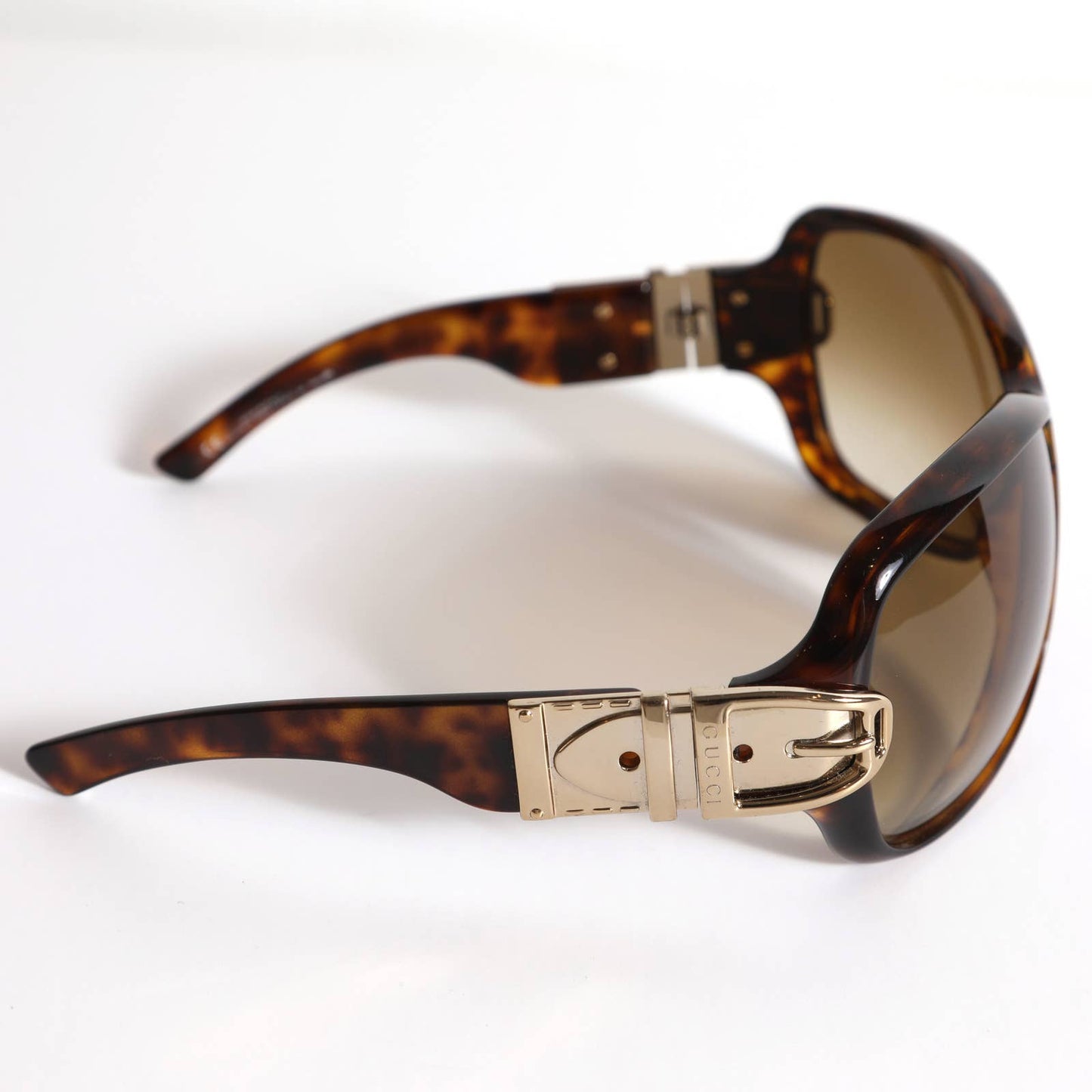 GUCCI Vintage Sunglasses Brown Tortoise with Gold Buckle