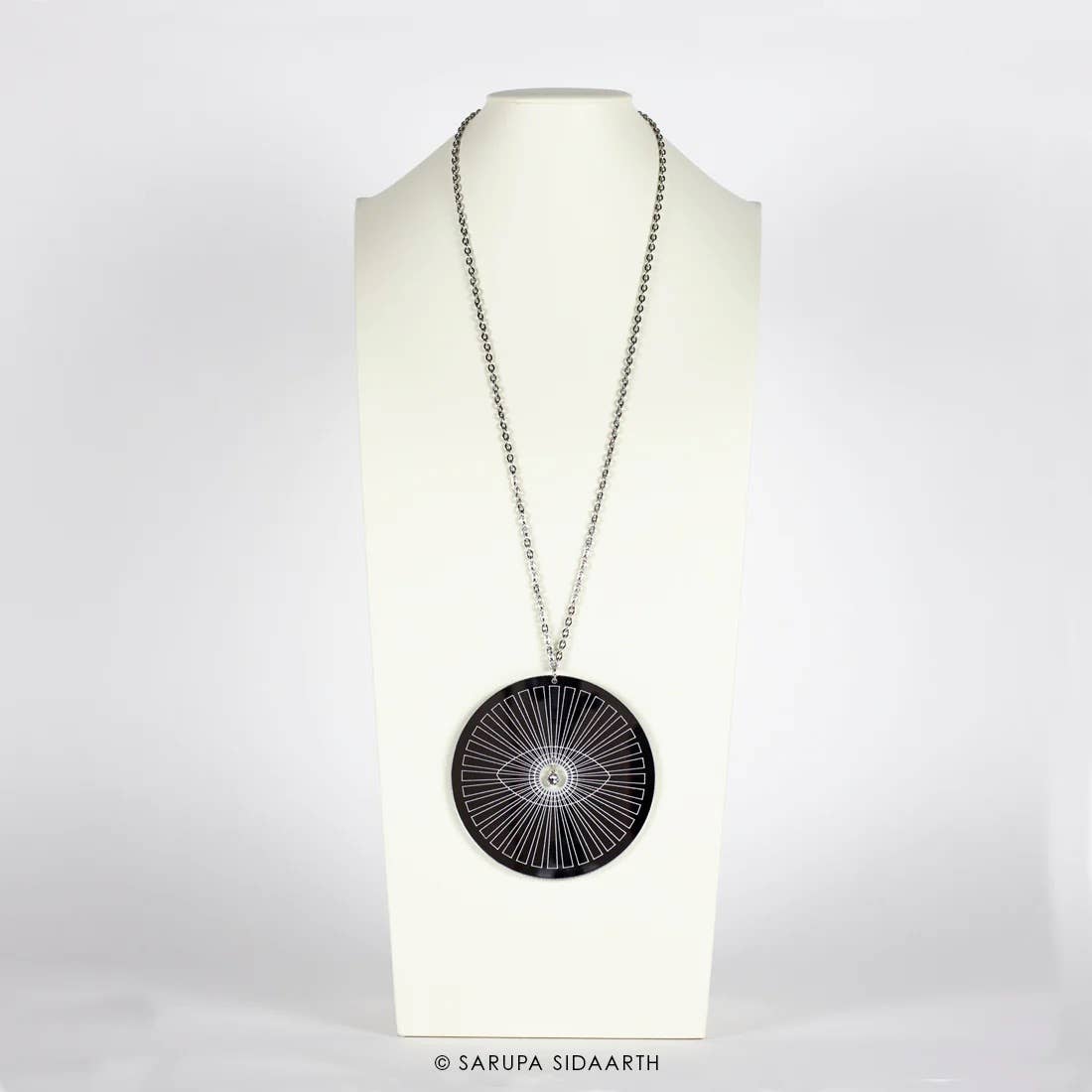 SARUPA SIDAARTH Silver Evil Eye Amulet Large Pendant Crystal Acrylic Necklace