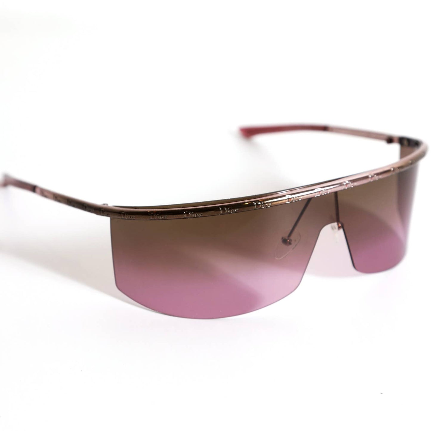 DIOR Purple Tinted Shield Sunglasses with Rose Gold Frame Vintage Y2K