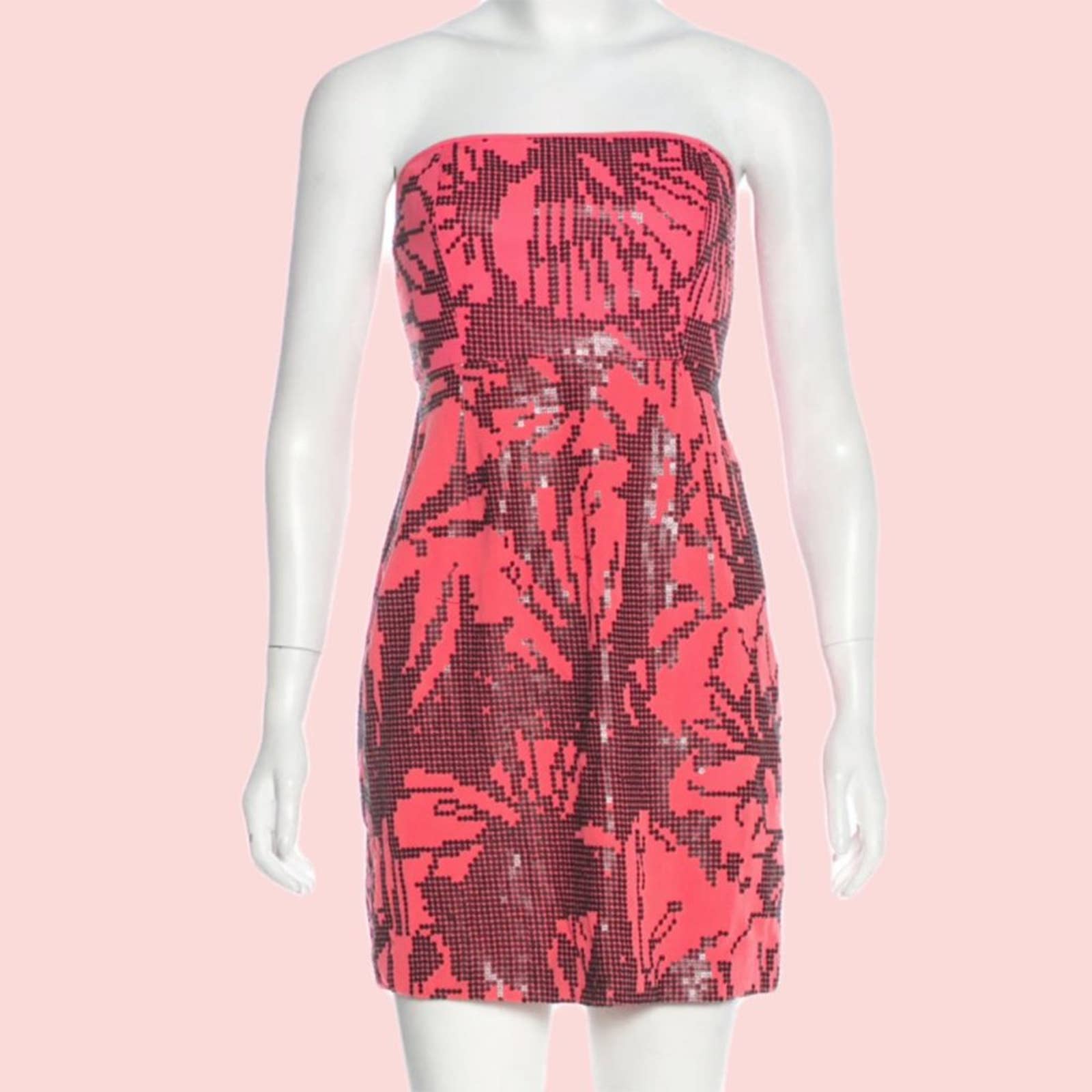 tibi pink sequin dress Tao Pink Sequin Lace Up Mini Dress - US 12