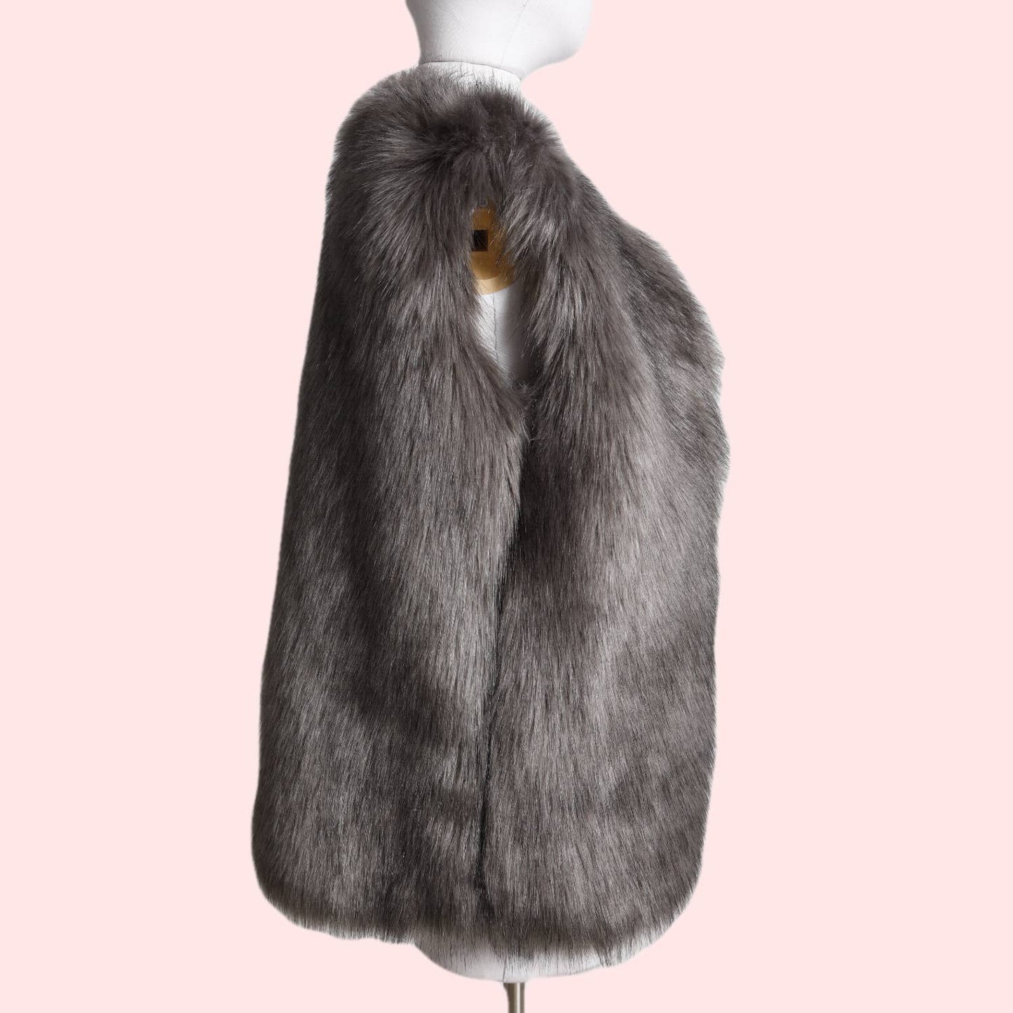 2 CHIC Gray Faux Fur Vest