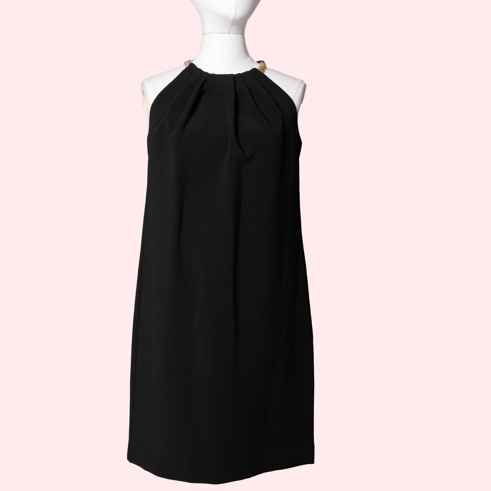 MICHAEL KORS Black Mini Dress with Gold Halter Chain The Untitled Boutique MICHAEL KORS Black Mini Dress with Gold Halter Chain The Untitled Boutique