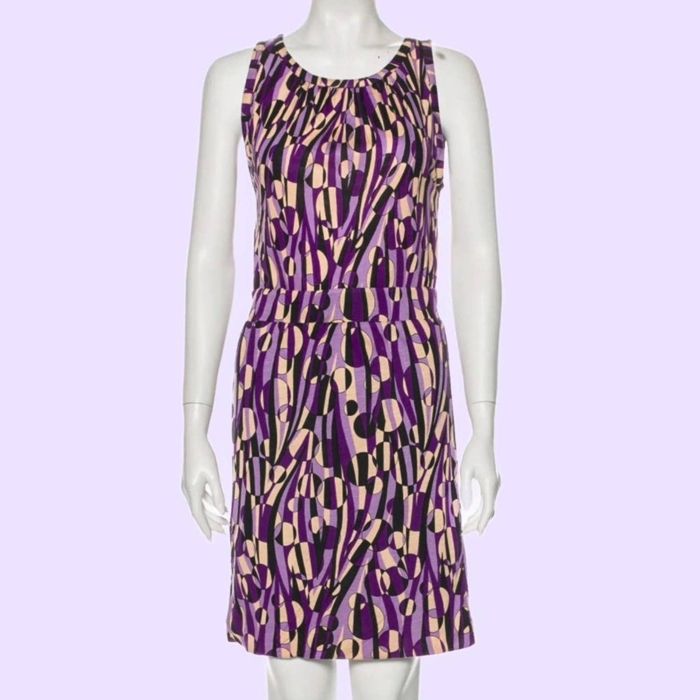 M MISSONI Multicolor Lavender Printed Knee Length Sleeveless Dress