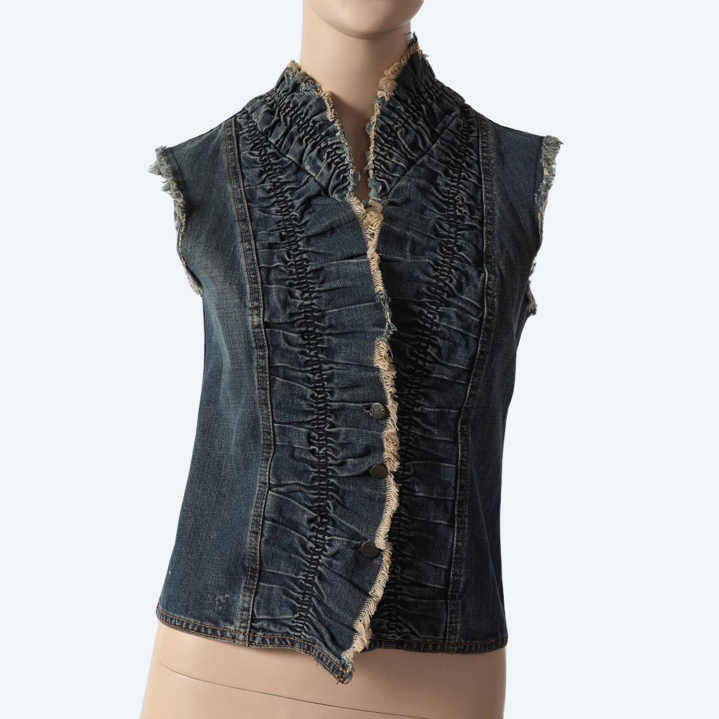 PLEIN SUD JEANS Vintage Denim Pleated Vest