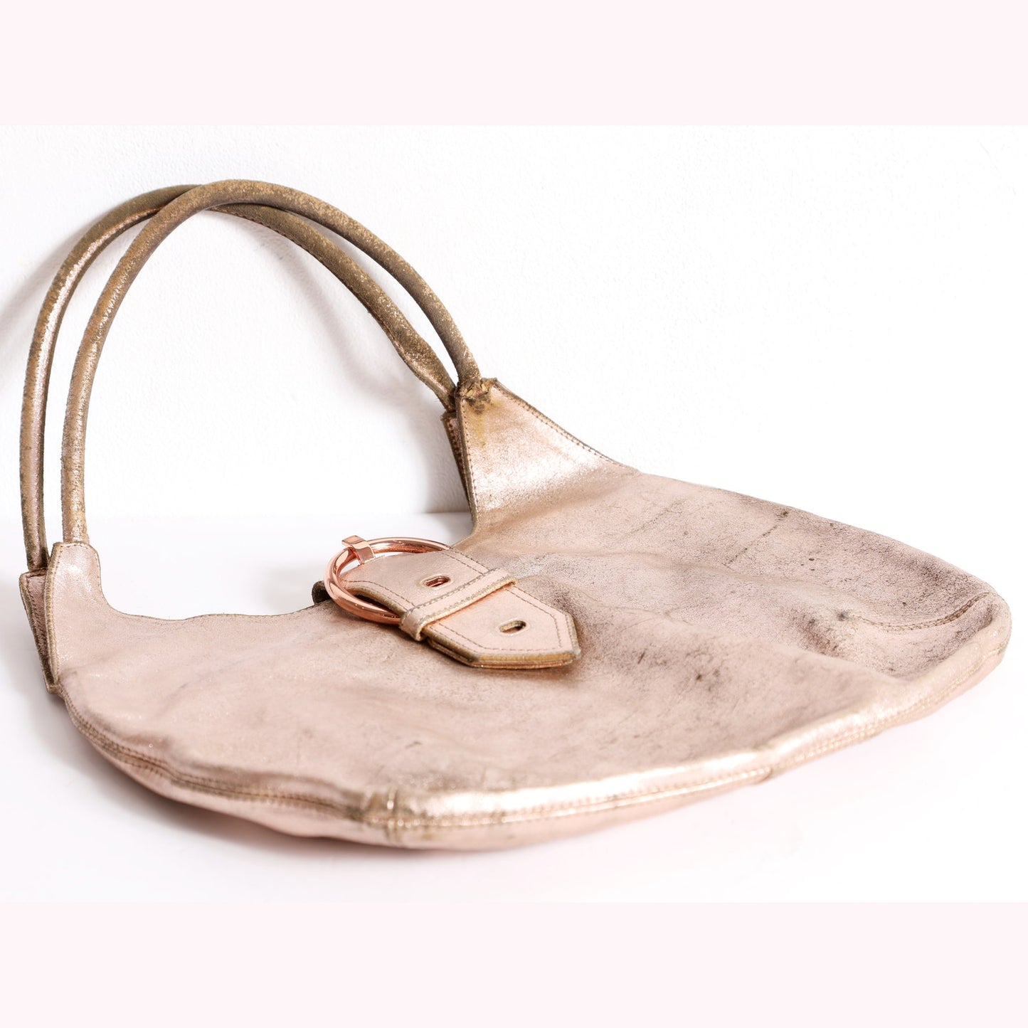 SEQUOIA PARIS Vintage Metallic Rose Gold Leather Purse