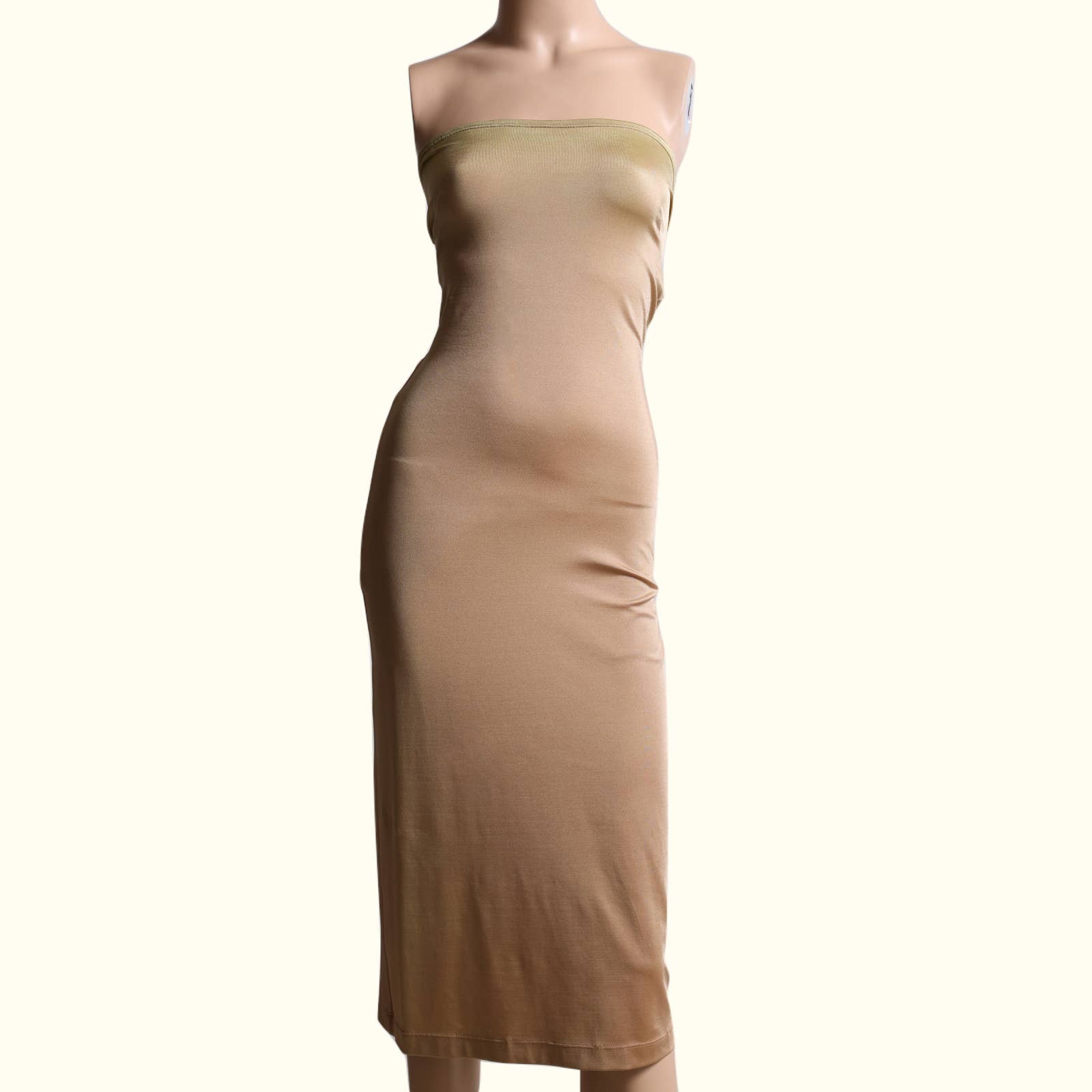 PLEIN SUD Vintage Gold Strapless Midi Dress The Untitled Boutique PLEIN SUD Vintage Gold Strapless Midi Dress The Untitled Boutique