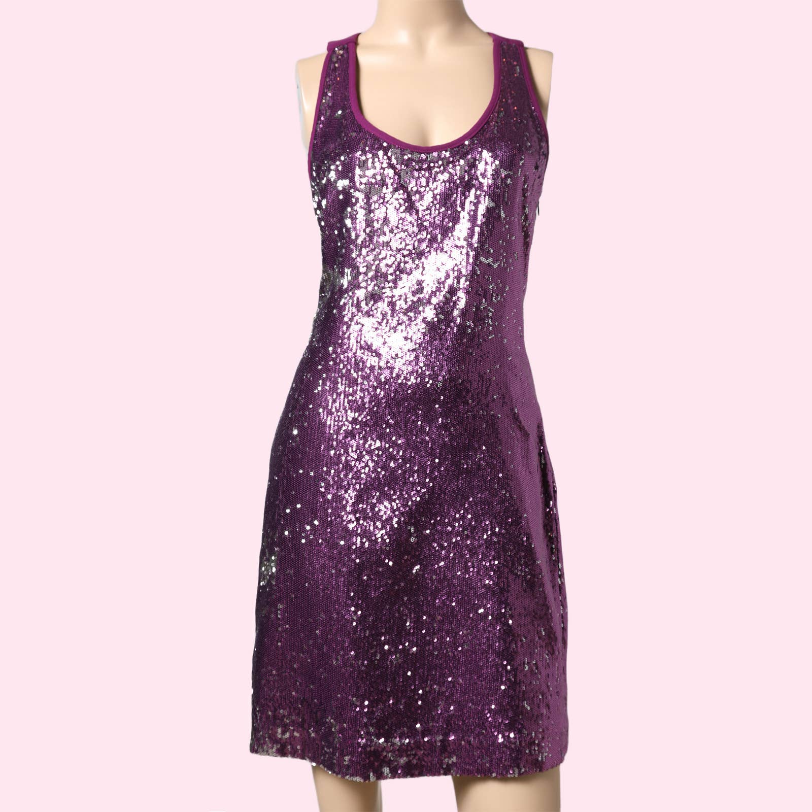 badgley mischka sequin dress BADGLEY MISCHKA Violet Sequin Scoop Neck Tank Dress – The Untitled Boutique