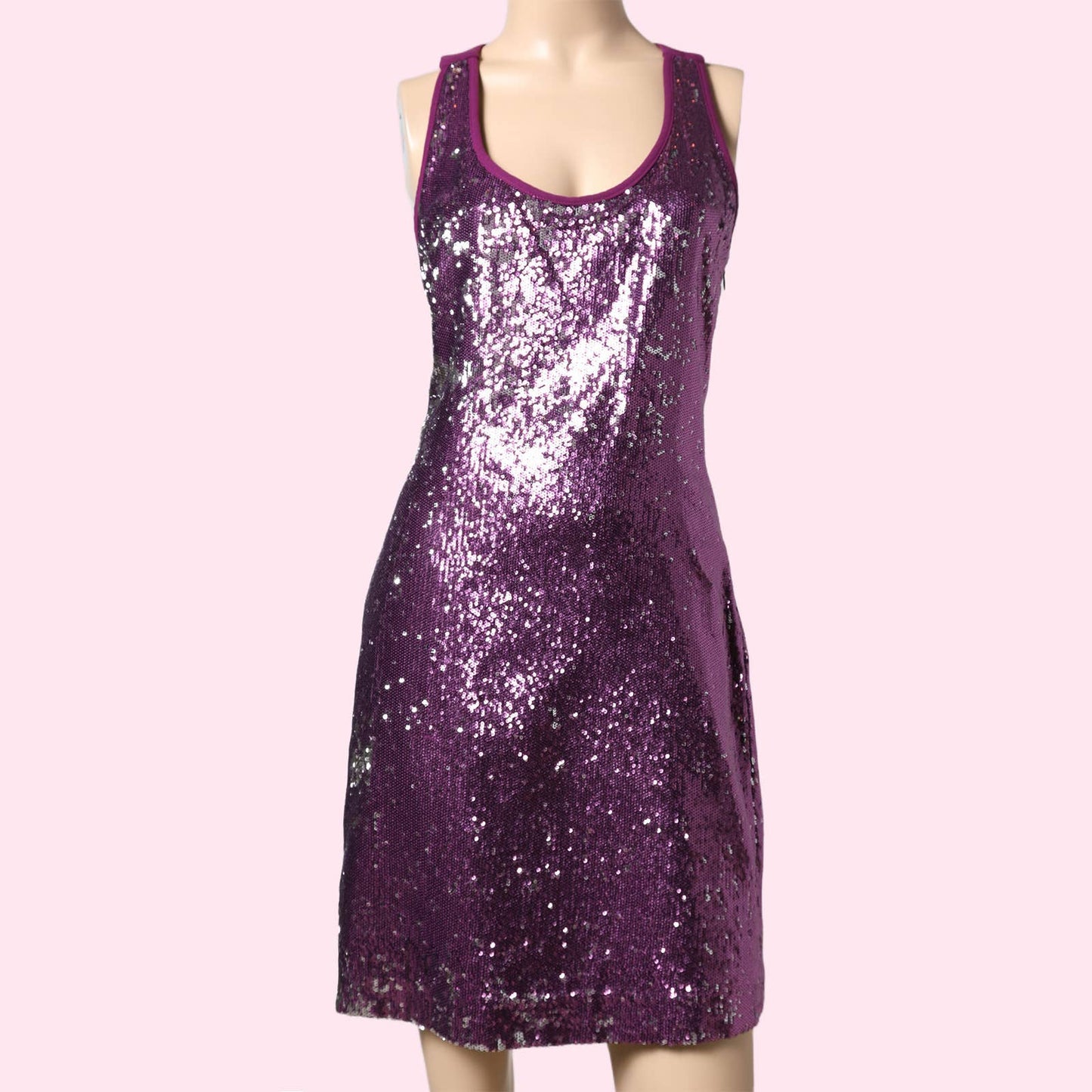 BADGLEY MISCHKA Violet Sequin Scoop Neck Tank Dress