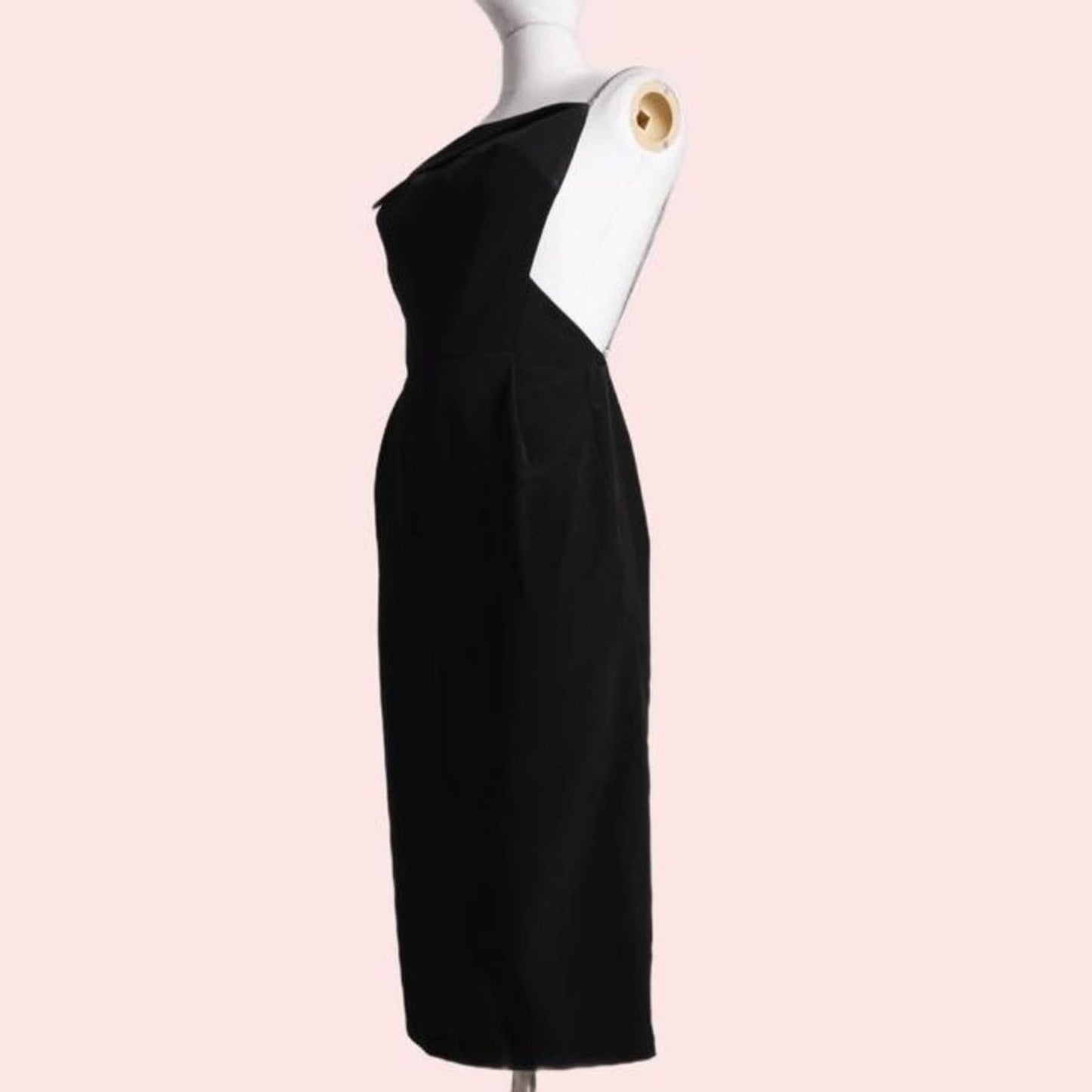 VINTAGE Black with Silver Chain Backless Midi Dress