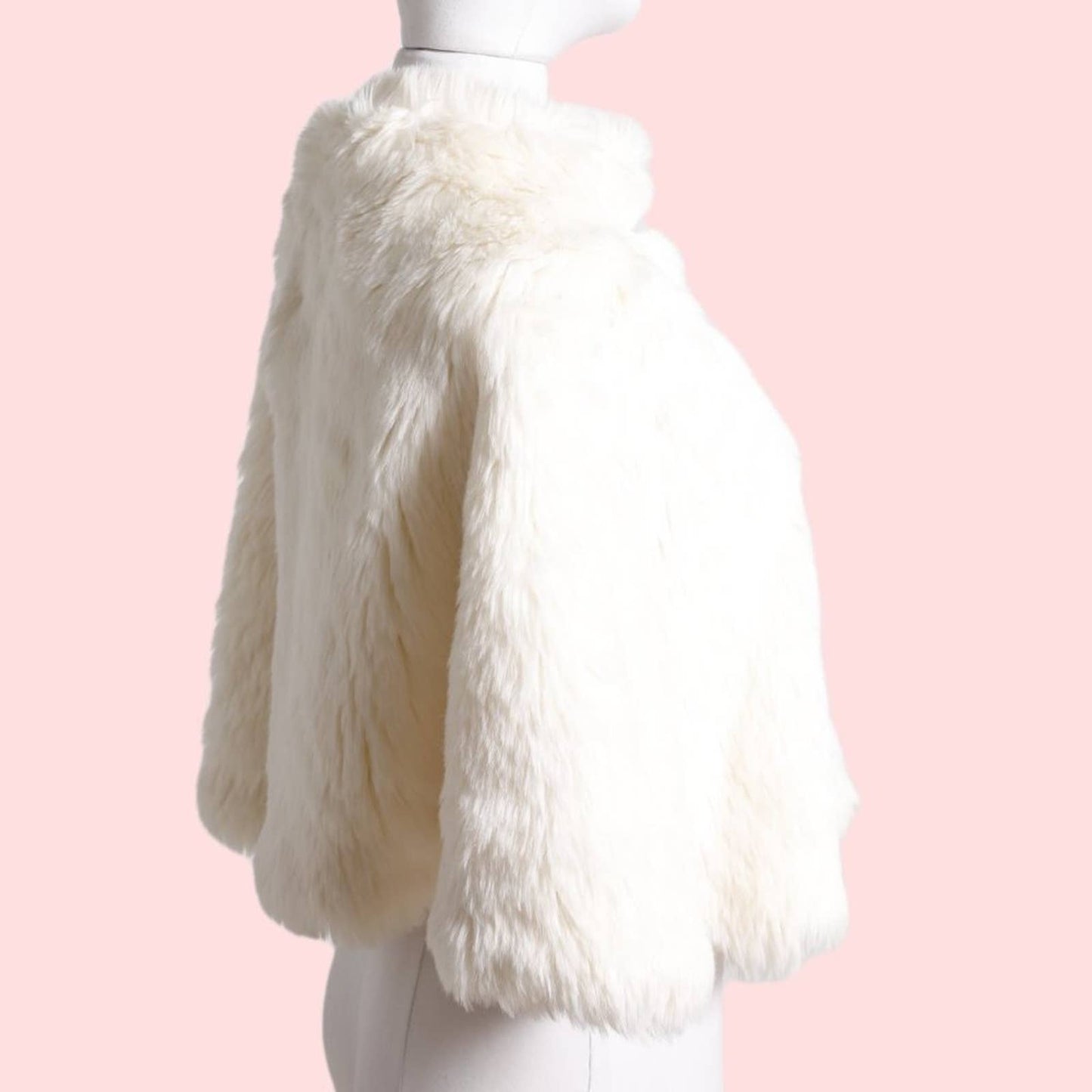 DUMONDE White Faux Fur Cape Coat