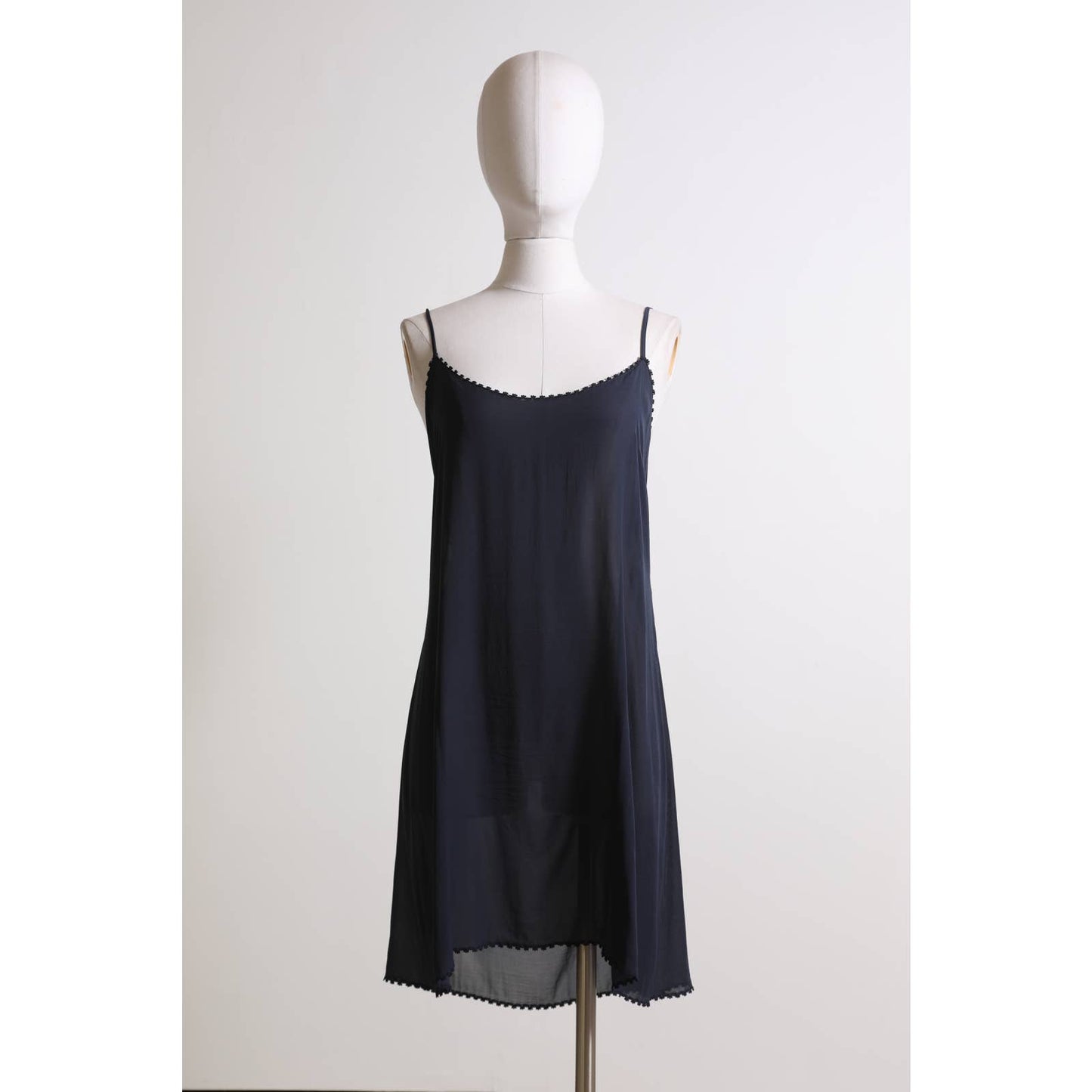 CHANEL Navy Silk Chiffon Slip Dress