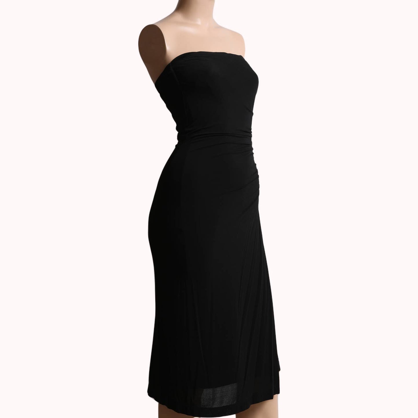PLEIN SUD Vintage Black Lace Up Bodycon Strapless Midi Dress
