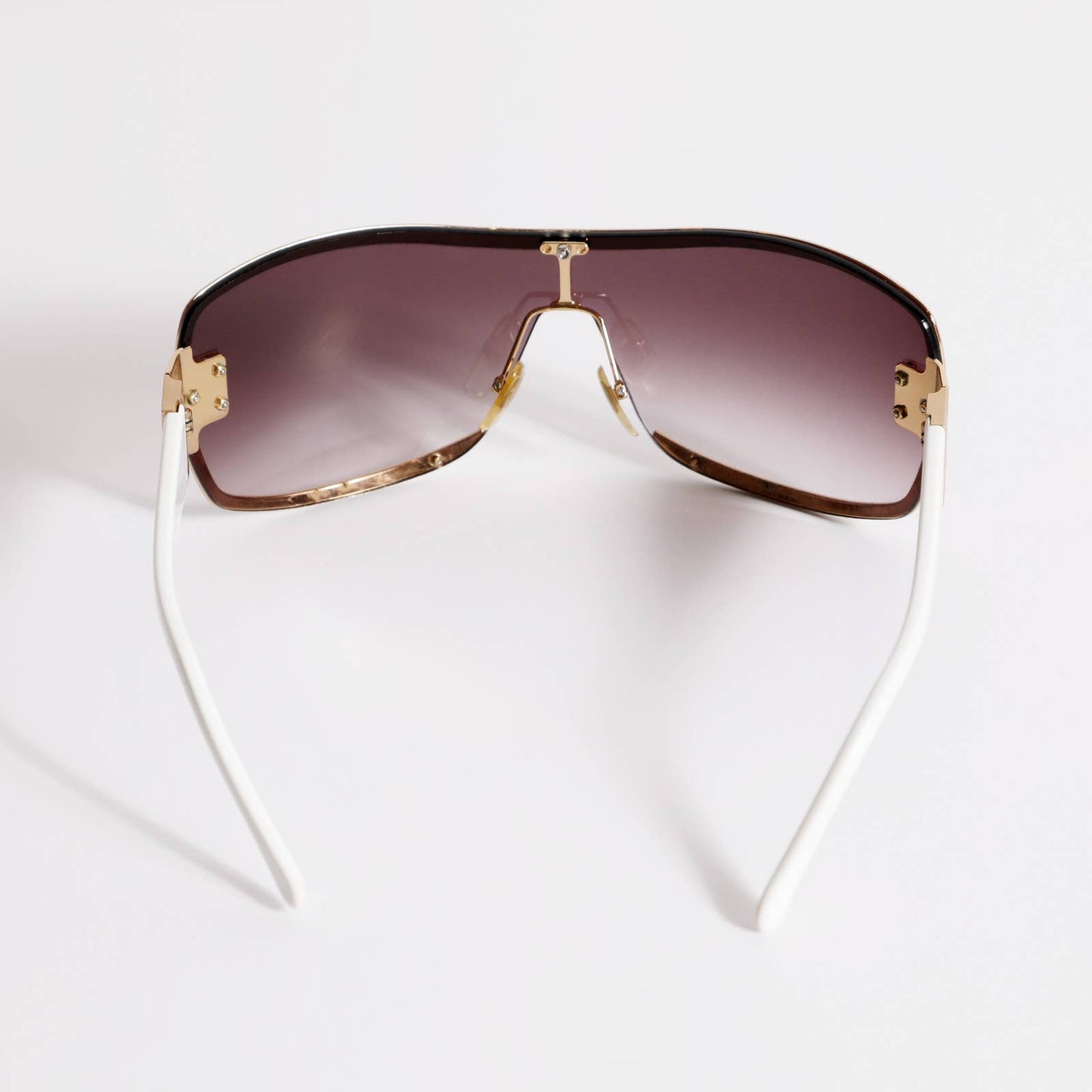 GUCCI Vintage Sunglasses GG 1822/S Shield Single Lens Pink Lenses Gold and White