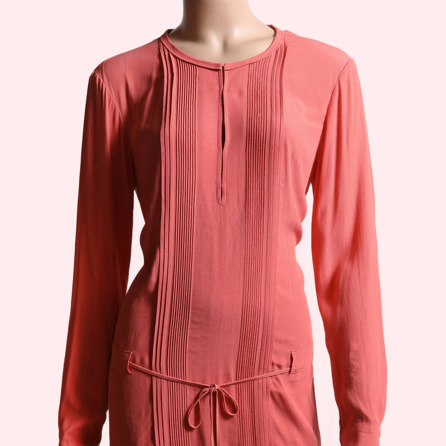 DIANE VON FURSTENBERG Coral Long Sleeve Knee Length Dress