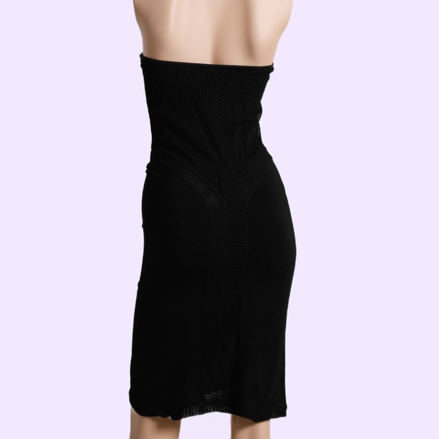 GIVENCHY COUTURE BY ALEXANDER MCQUEEN Vintage 90s Black Knit Strapless Dress