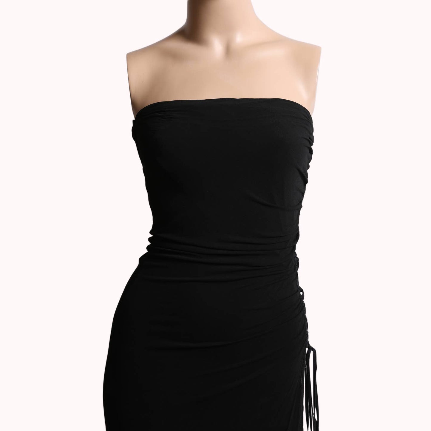 PLEIN SUD Vintage Black Lace Up Bodycon Strapless Midi Dress