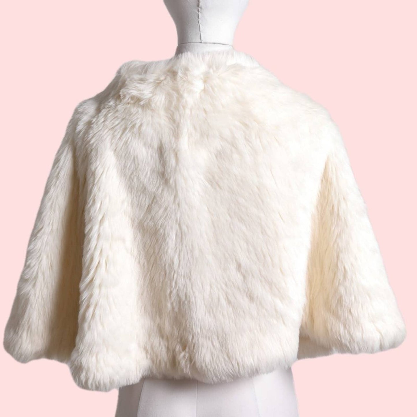 DUMONDE White Faux Fur Cape Coat