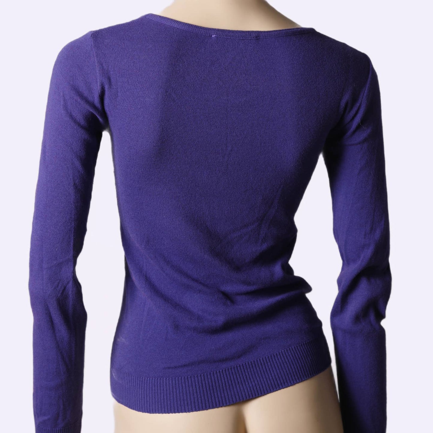 SONIA BY SONIA RYKIEL Violet with Black Pearled Bow Long Sleeve Sweater