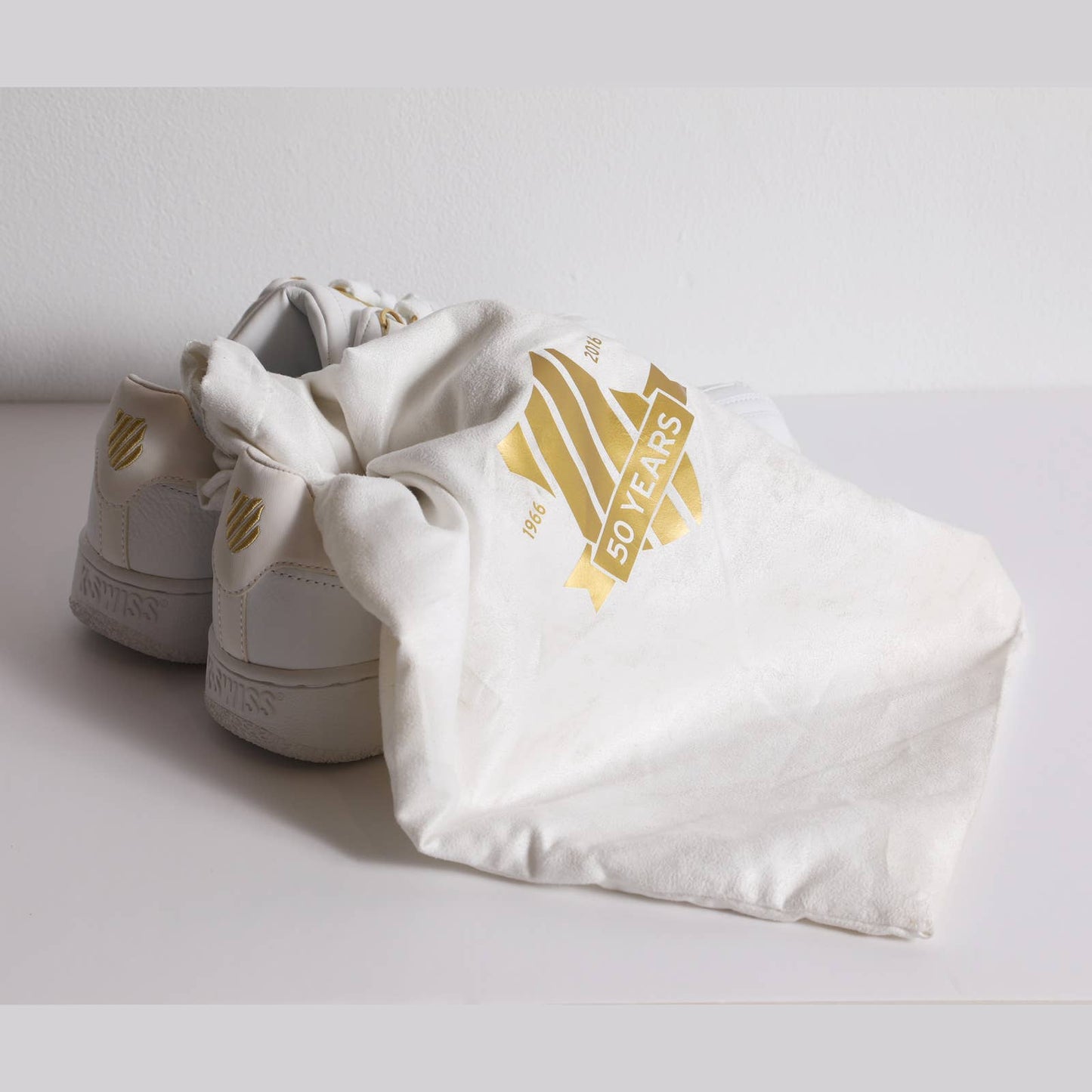 K-SWISS White Leather Sneakers 50th Anniversary Collection