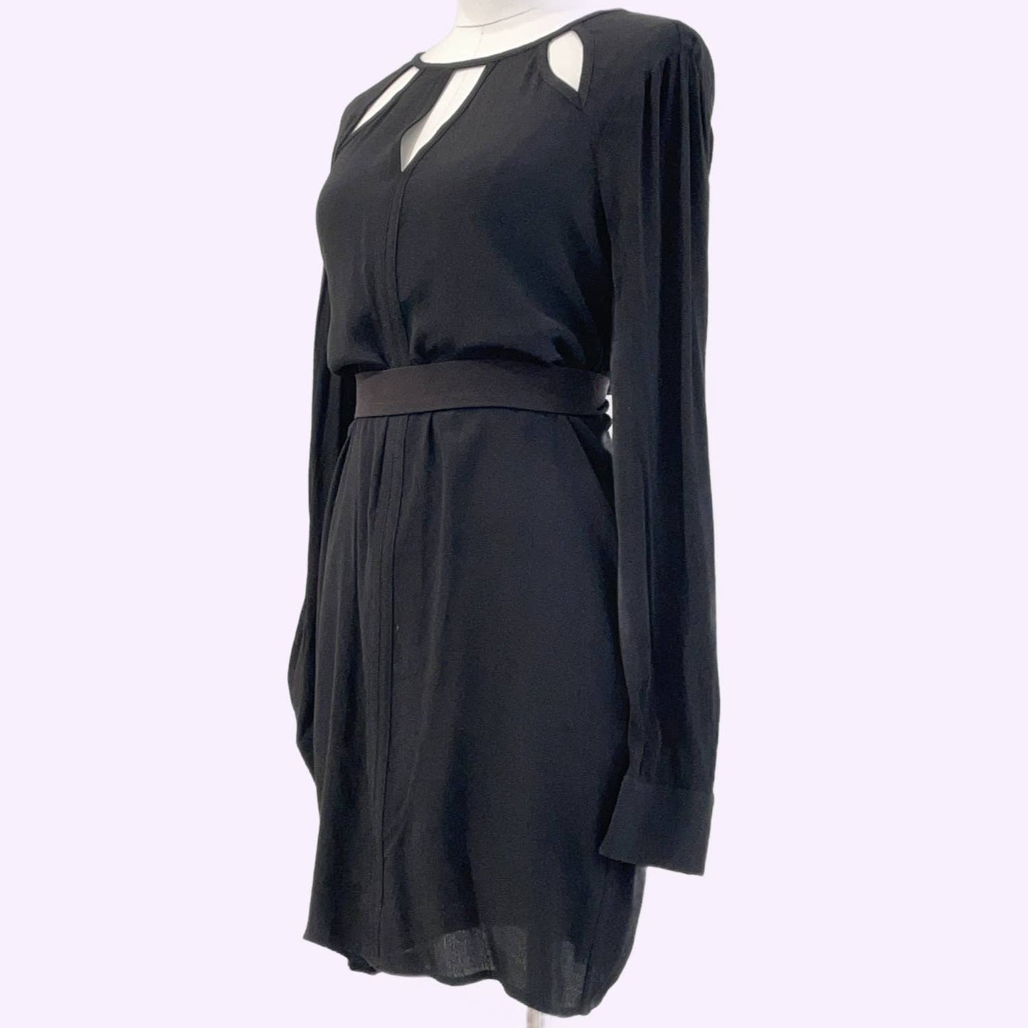 BCBGMAXAZRIA Black Emmalise Long Sleeve Dress with Cut Outs